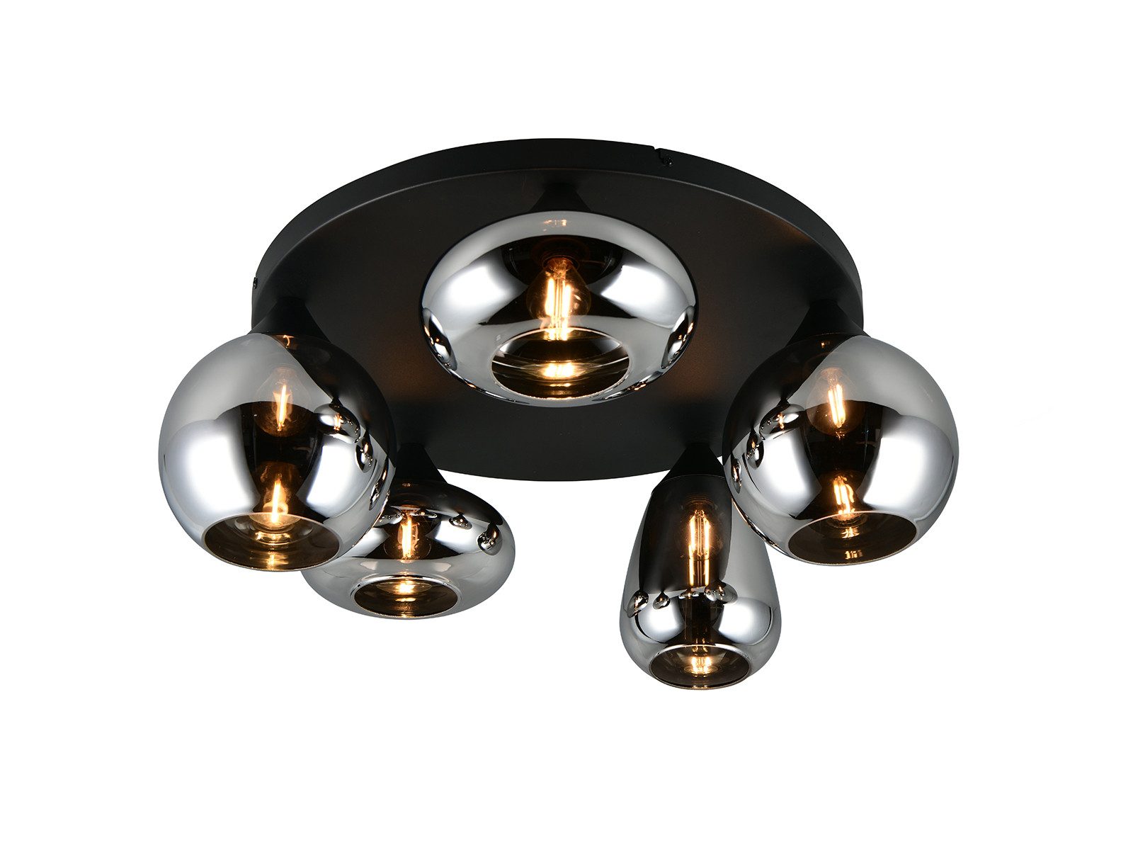 TRIO Leuchten LED Deckenleuchte mit 5 verschiedenen Glas-Kugeln Ø 63,5cm, dimmbar, LED wechselbar, Warmweiß, ausgefallene große Deckenlampe Wohnzimmer inkl. E14 Leuchtmitteln
