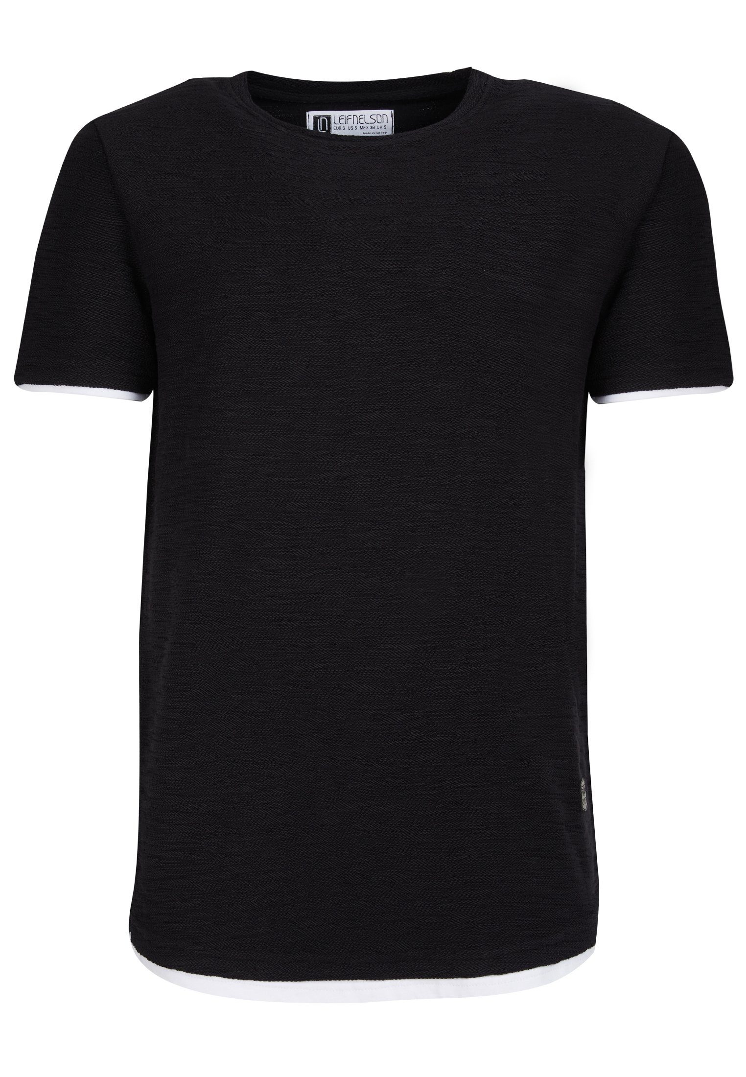 Nelson T-Shirt Rundhalskragen Kurzarmshirt schwarz Leif mit