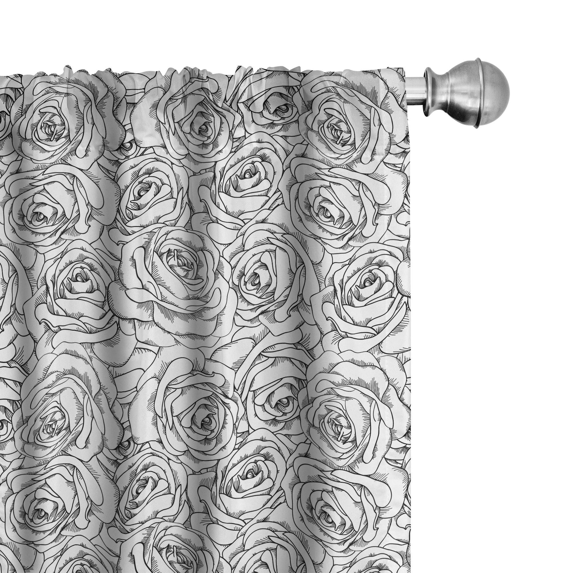 Abakuhaus Gardine Vorhang für Wohnzimmer Schlafzimmer Dekor, Microfaser, Schwarz und weiß Skizze-Kunst