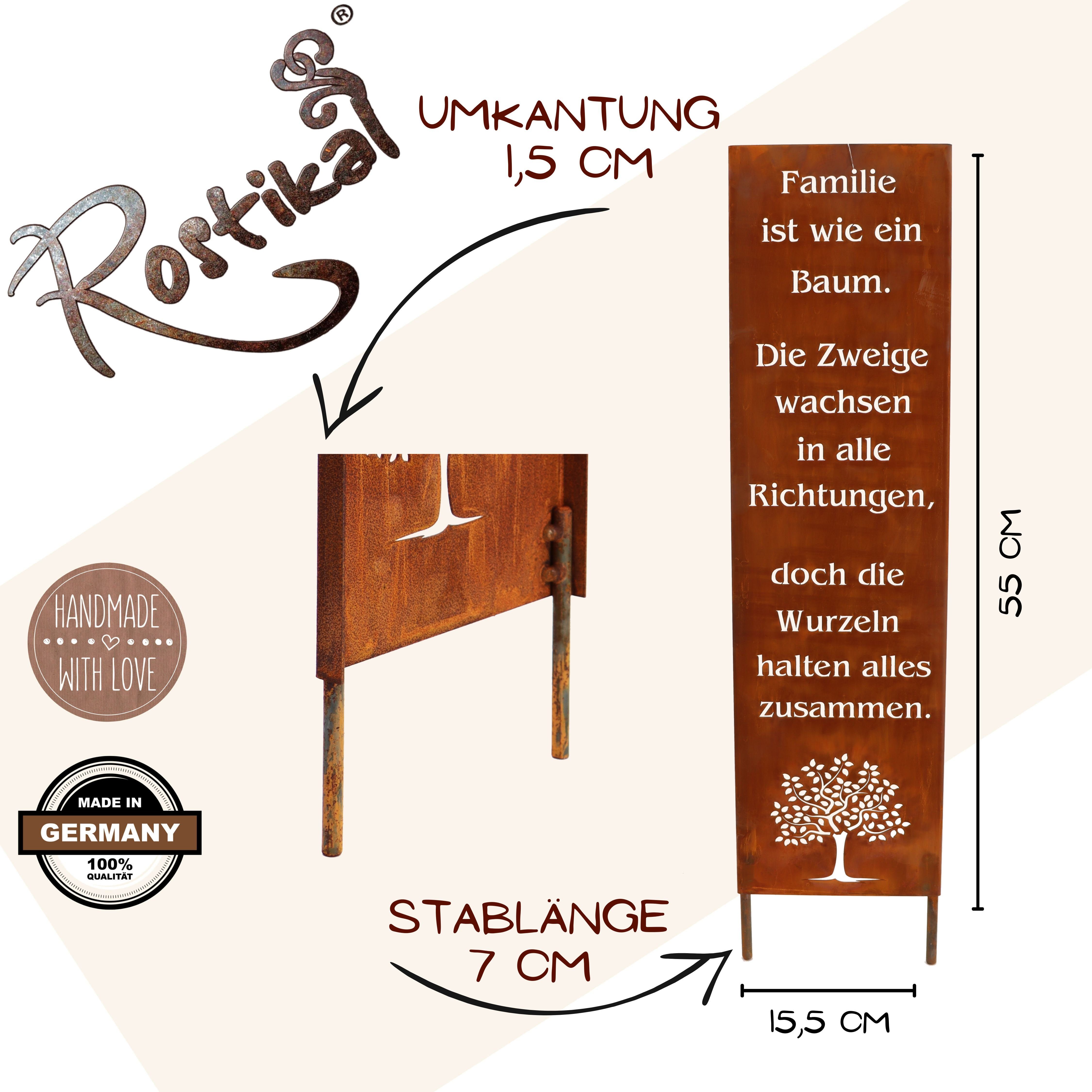 Rostikal Gartenfigur Gartenschild Familie Edelrost 100/55 cm – Bodenplatte/ günstig online kaufen