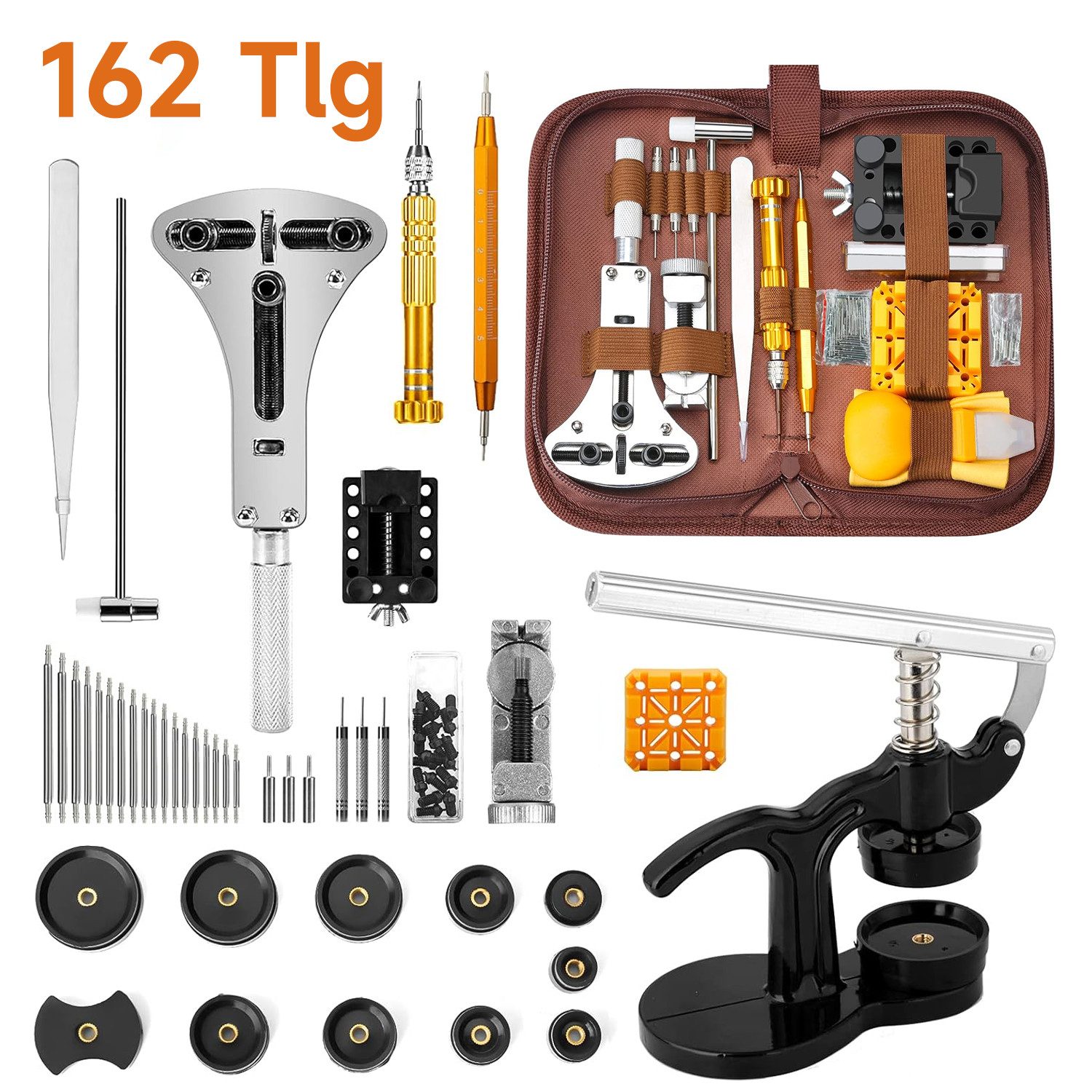 OSTWOLKE Reparatur-Set Uhrmacherwerkzeug 162-teilig Präzisionswerkzeuge für Uhrenreparaturen, 1-St.