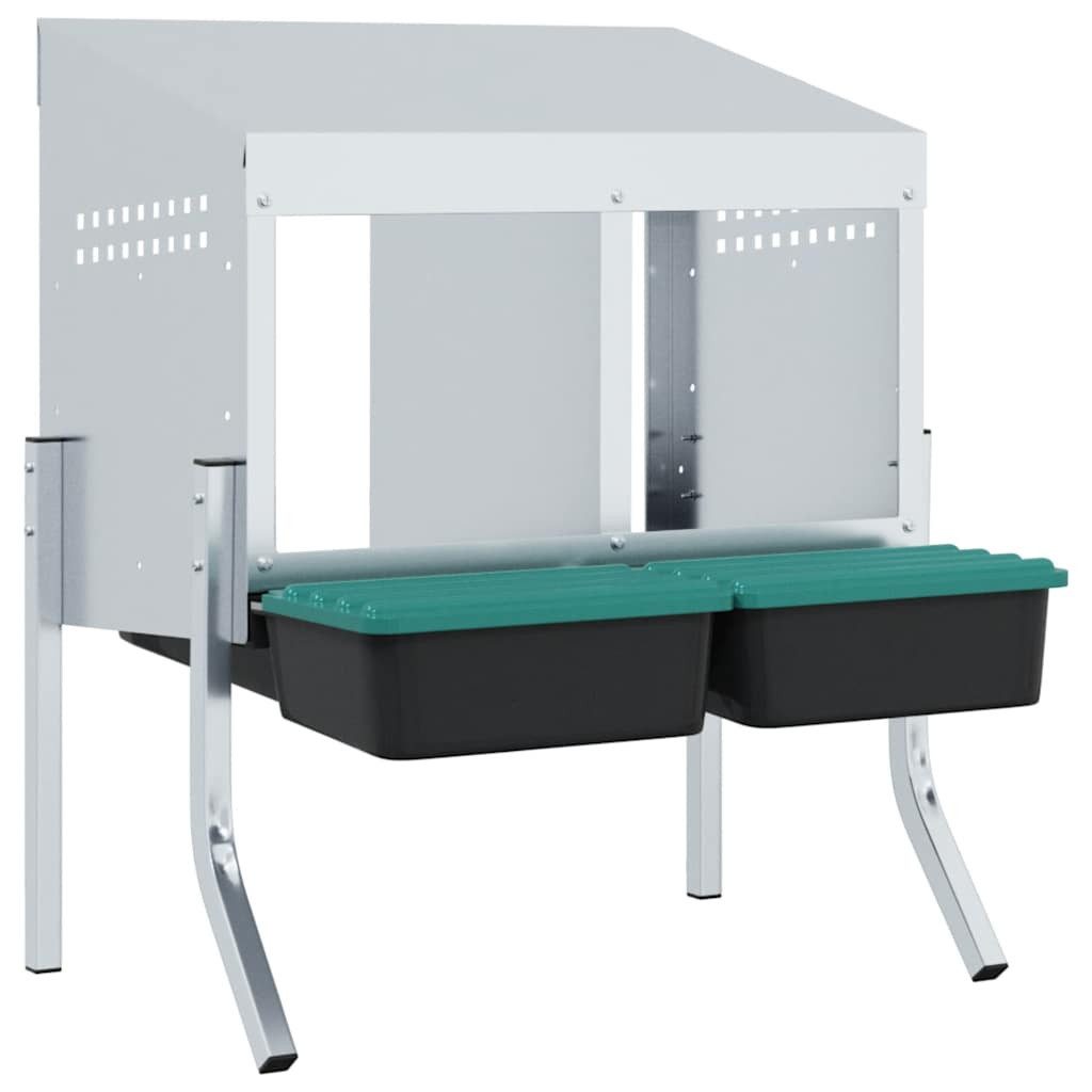 vidaXL Hühnerstall 57 x 50 x 6368 cm Hühner-Nistkasten 2 Fächer mit Beinen Verzinkter Sta