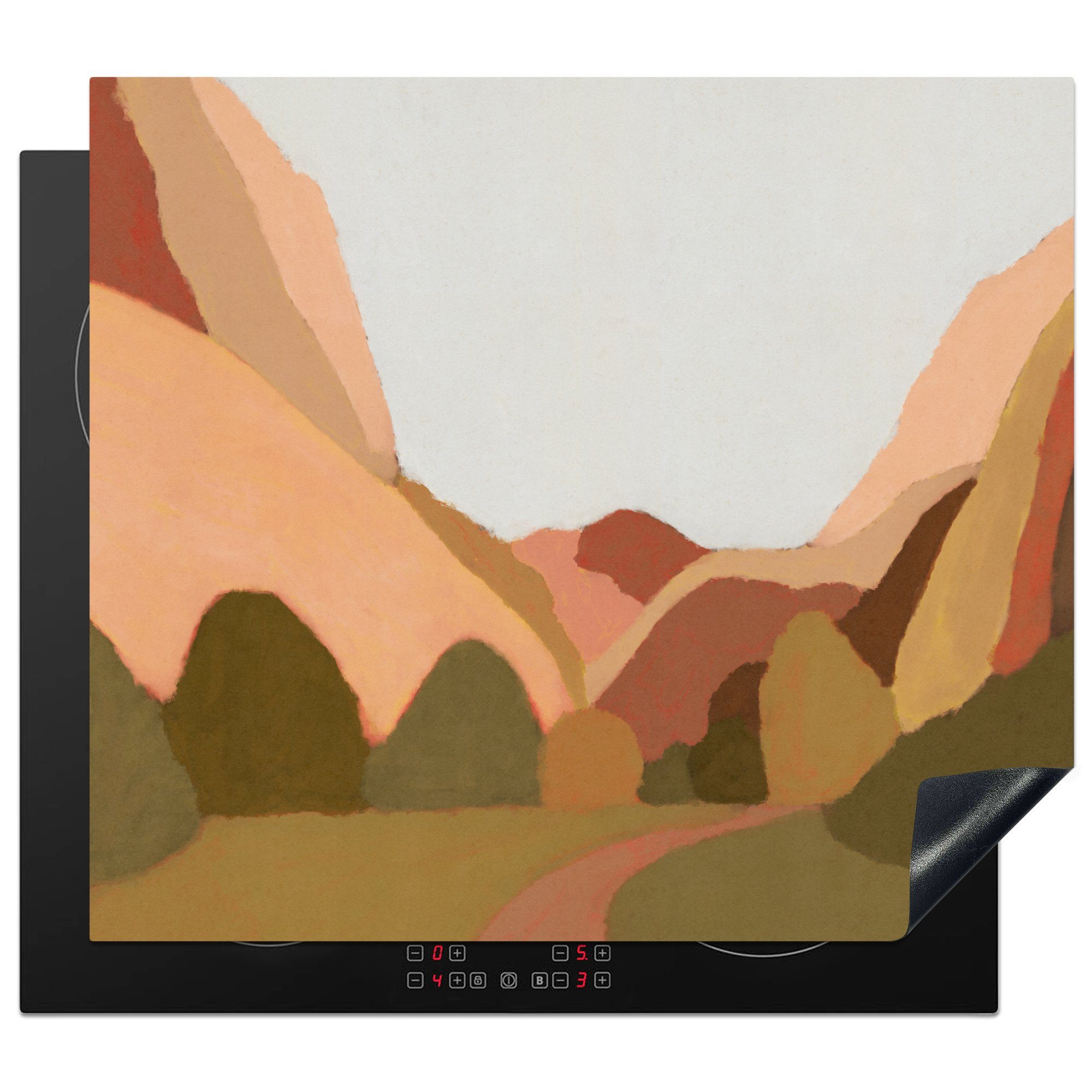 MuchoWow Herdblende-/Abdeckplatte Natur - Landschaft - Abstrakt - Kunst, Vinyl, (1 tlg), 60x52 cm, Mobile Arbeitsfläche nutzbar, Ceranfeldabdeckung