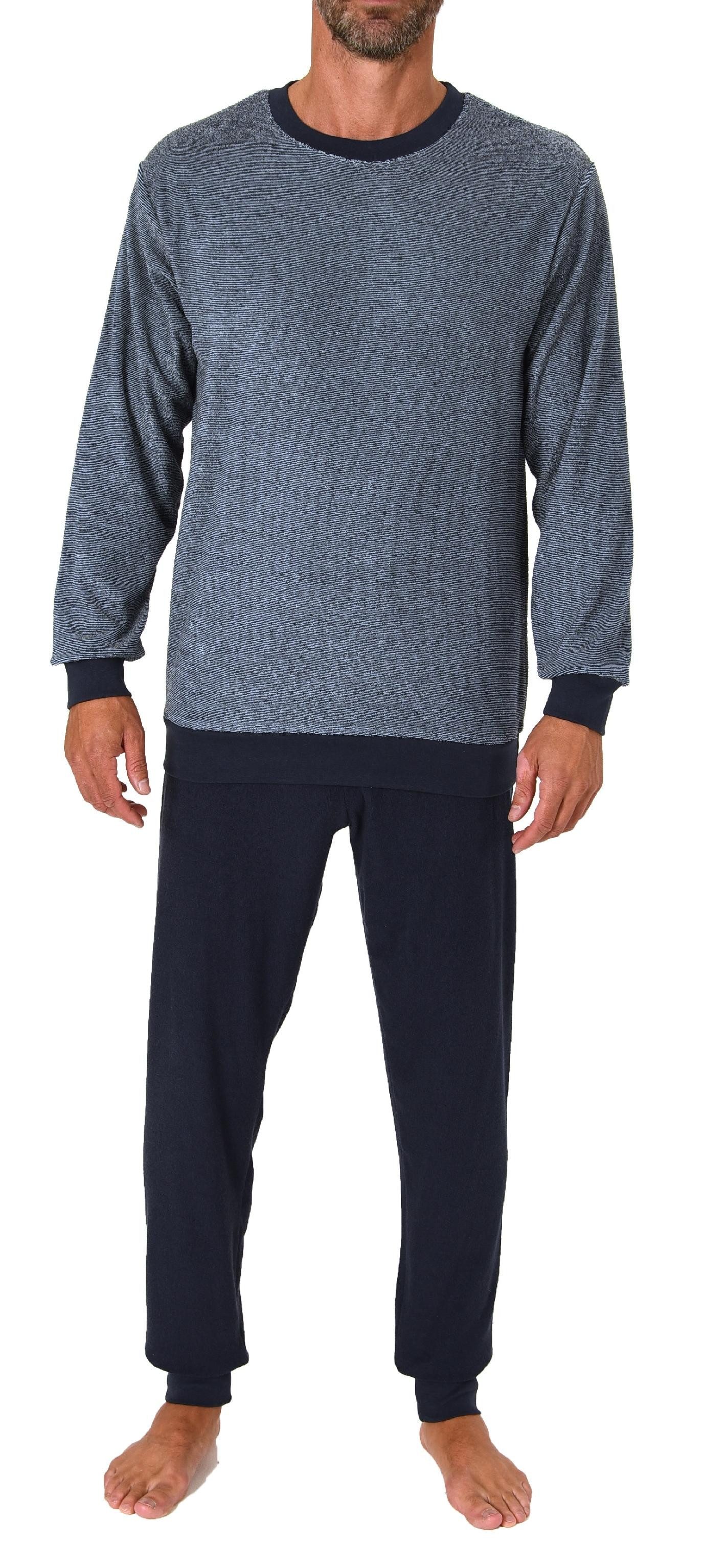 Normann Pyjama Herren langarm Frottee Schlafanzug mit Bündchen - auch in Üb günstig online kaufen