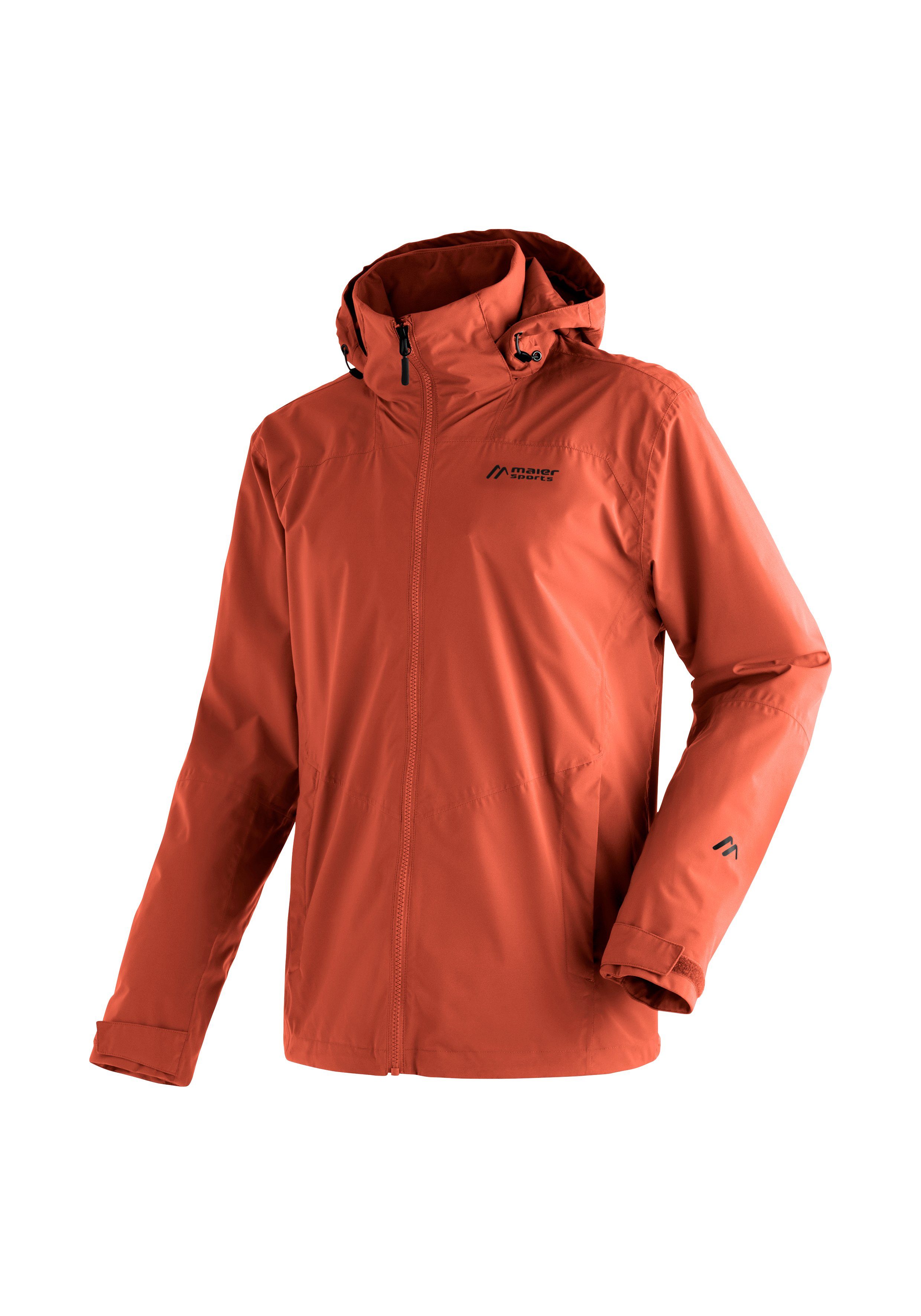 Regenjacke wasserdicht ziegelrot Maier Outdoorjacke M rec Herren winddicht mit Sports Kapuze, und Metor