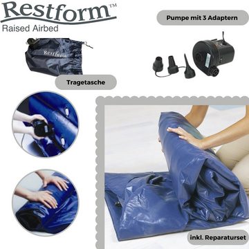 Restform® Luftbett High Raised Airbed Single, (Set, teilig), Aufblasbare Matratze für 1 Person, 90x190, mit elektrischer Pumpe