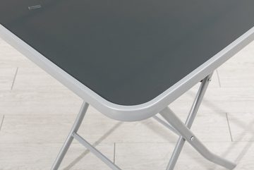 Gardissimo Gartentisch Garda 80x80 cm silber Klapptisch Balkontisch Esstisch (1 Tisch), klappbar wetterfest pflegeleicht mit Sicherheitsarretierung