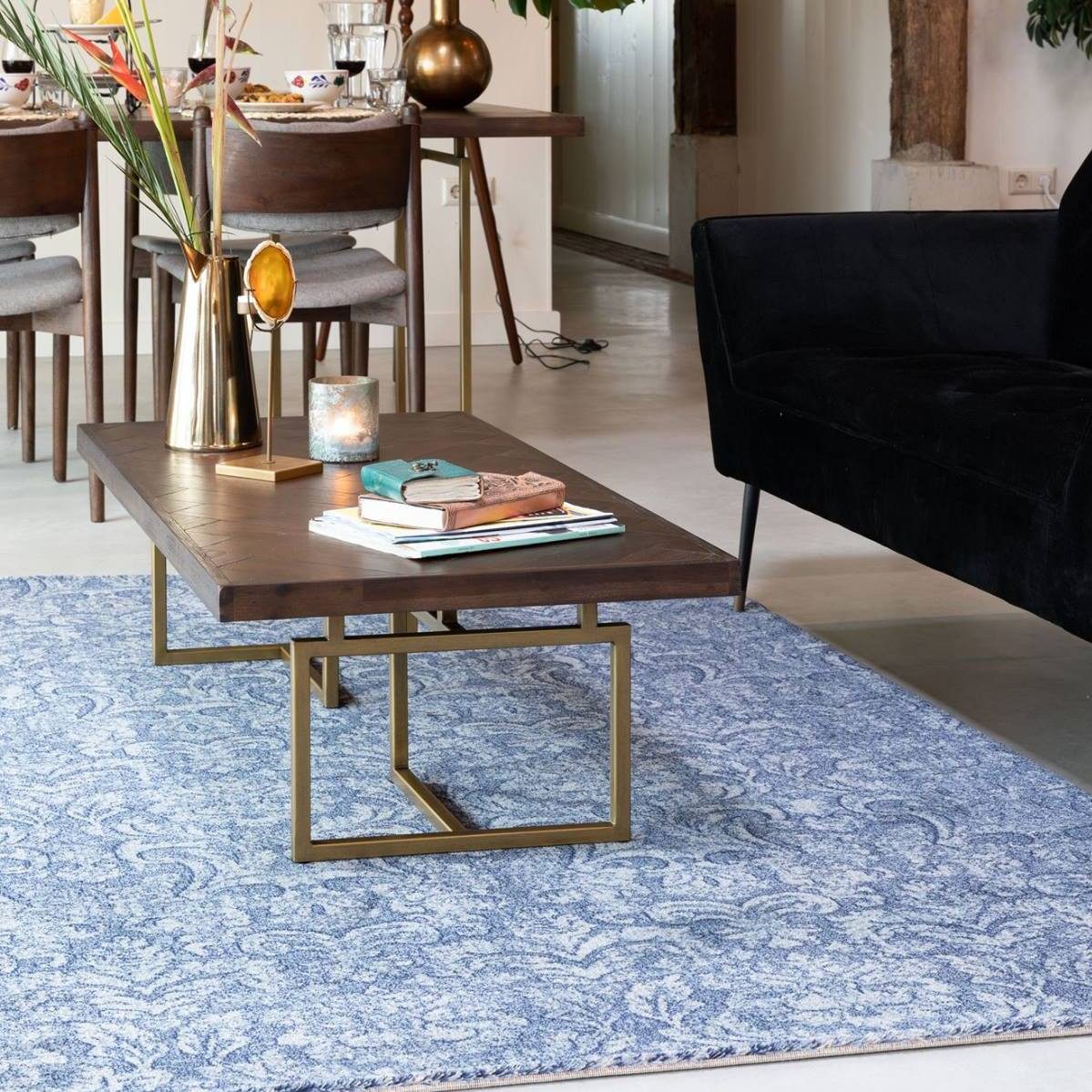 Dutchbone Couchtisch Wohnzimmertisch CLASS mit Fischgrät Platte 120 x 60 cm