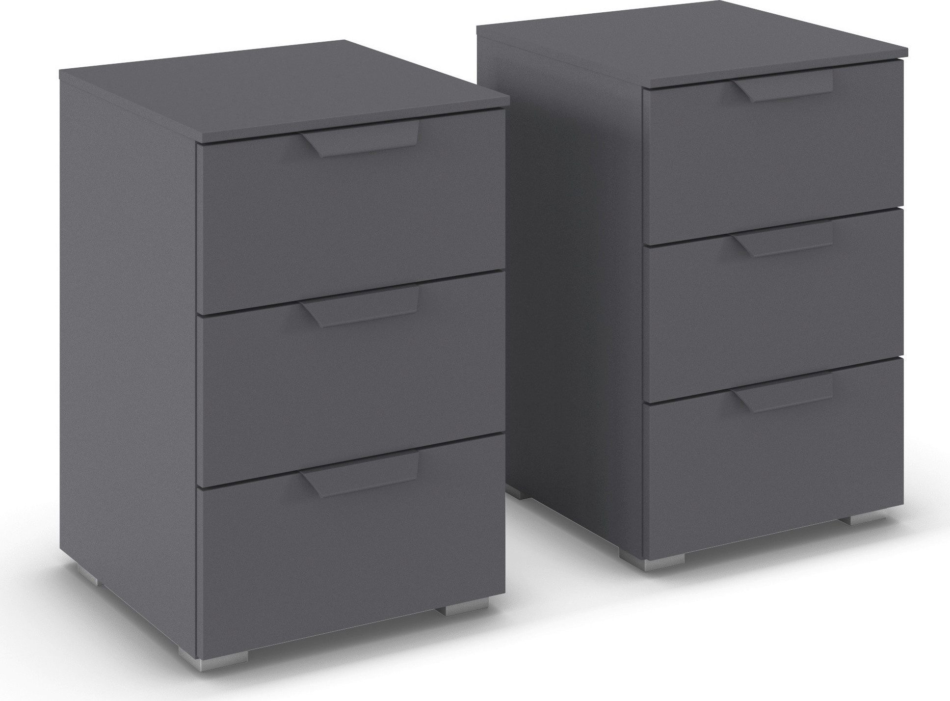 rauch Nachtkommode Nachttisch Nachtkonsole COSTA Set mit farblich passenden Metallgriffen (2 St., in 2 Griff-Farben, Breite je 40 cm), je drei geräumige Schubladen MADE IN GERMANY