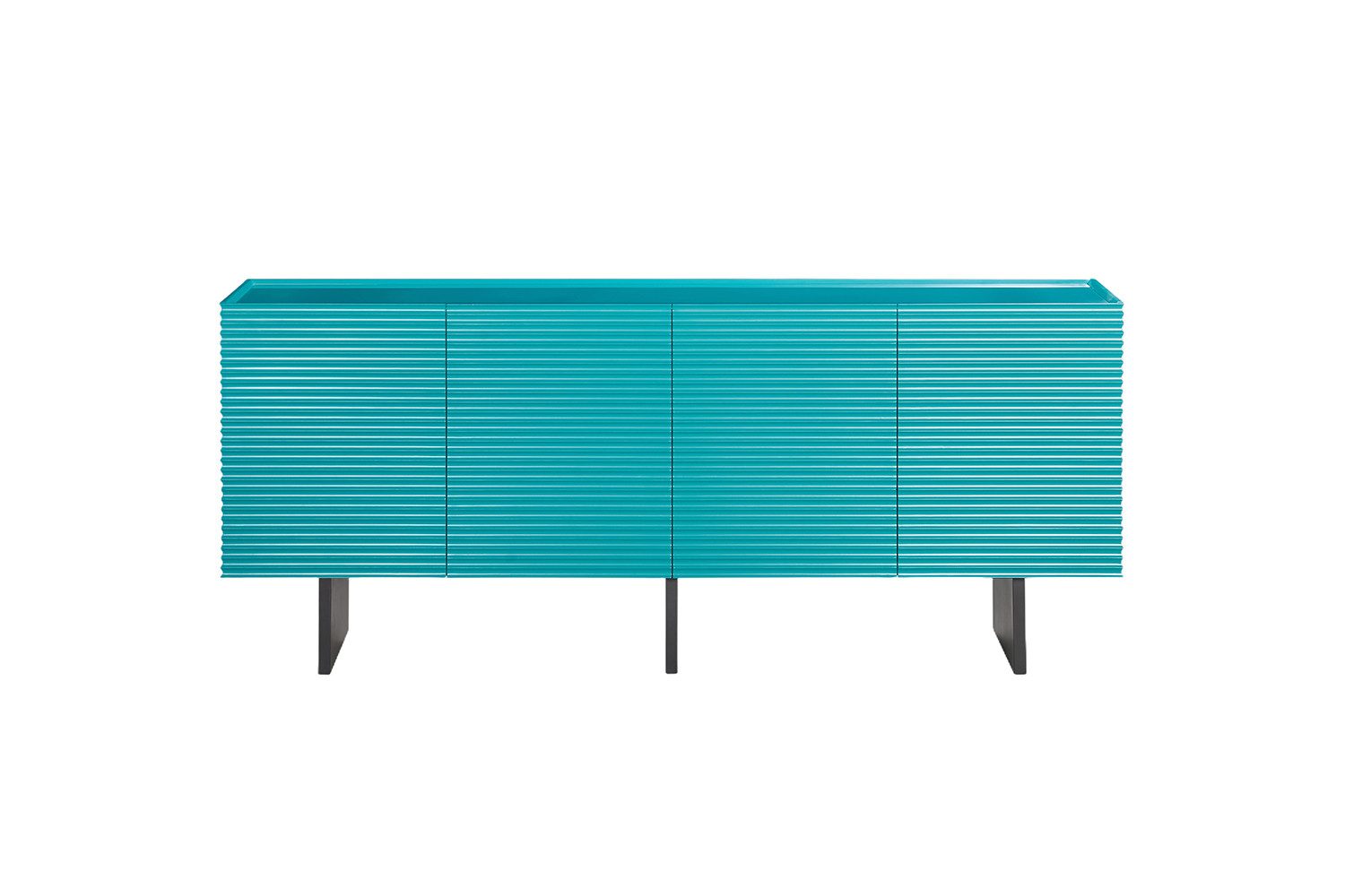 KAWOLA Sideboard LYNN moderne Kommode, viel Stauraum, 4 Türen lackiert petrol, Einlegeböden verstellbar