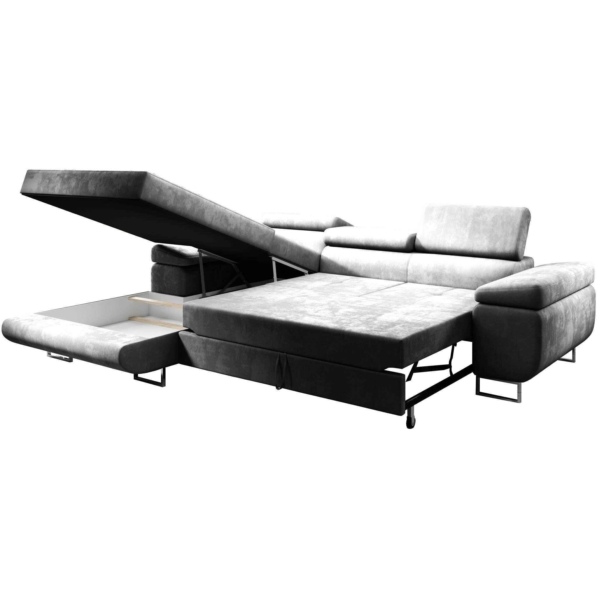 L-Form Alons, Bettkasten, mit mit Beautysofa Polsterecke, Wellenunterfederung Ecksofa Bettfunktion,