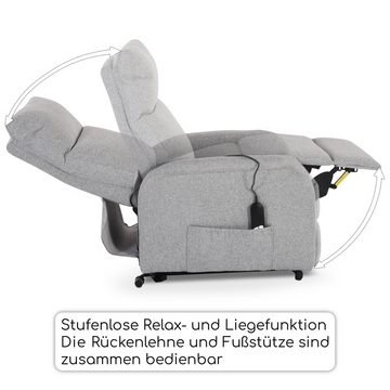 Raburg TV-Sessel Relaxsessel, Aufstehhilfe, Relax- und Liegefunktion, elektrisch, Ada, Hellgrau, Mikrofaser, Komfortschaum, 120 kg belastbar