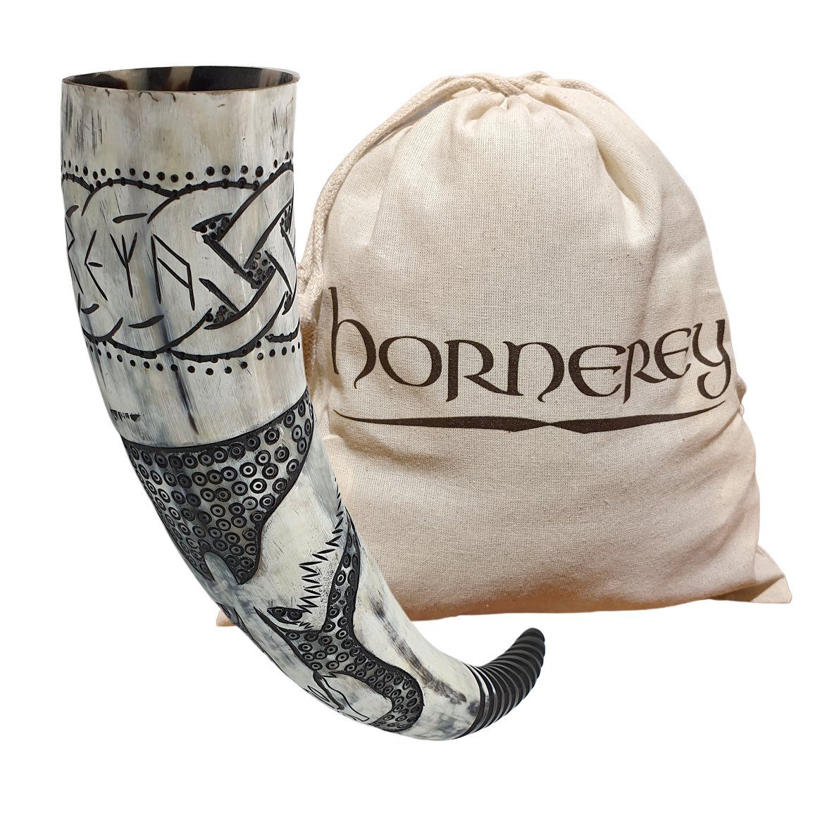 hornerey Bierkrug Trinkhorn "Freya's Horn", 500 ml Wikinger Trinkhorn Set – Bild 2 von 5