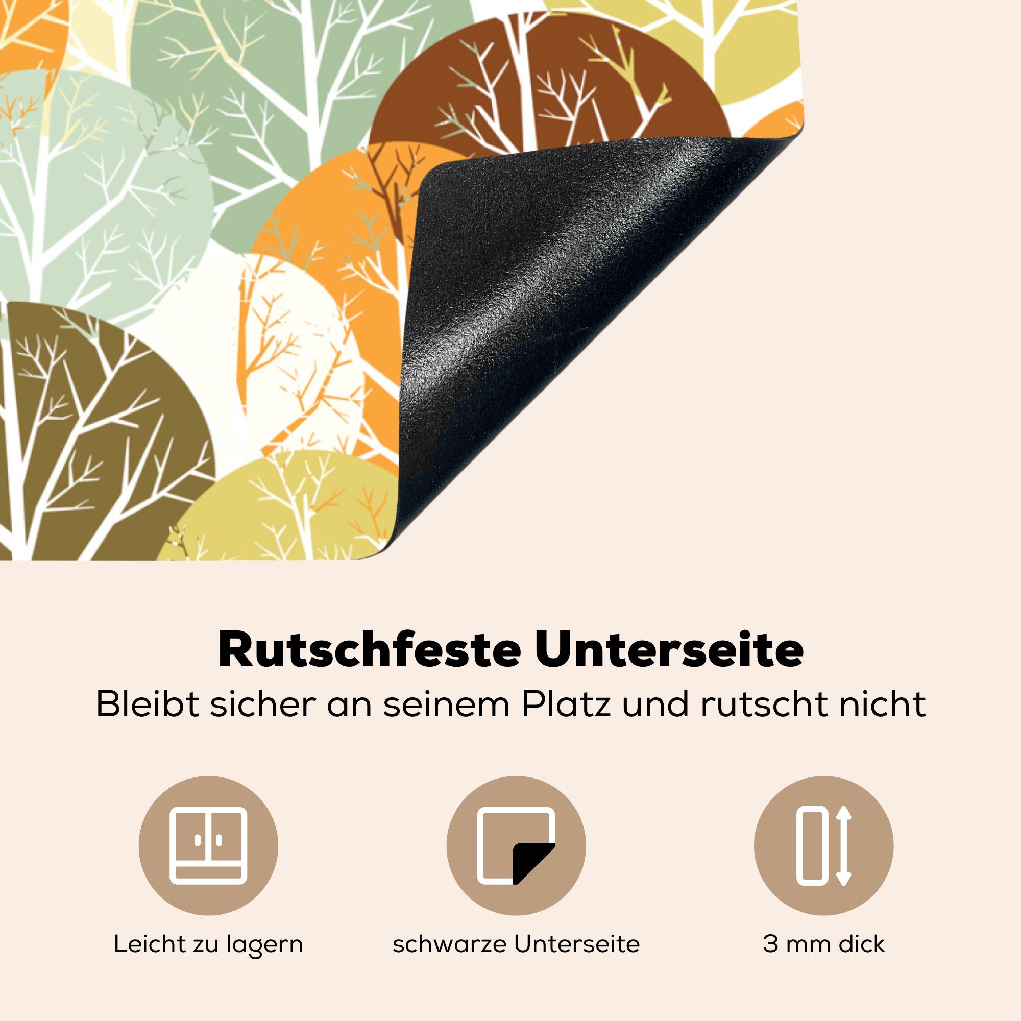 cm, MuchoWow Herbst Bäume, für - tlg), Vinyl, Ceranfeldabdeckung, Herdblende-/Abdeckplatte küche Arbeitsplatte Illustration (1 - 78x78