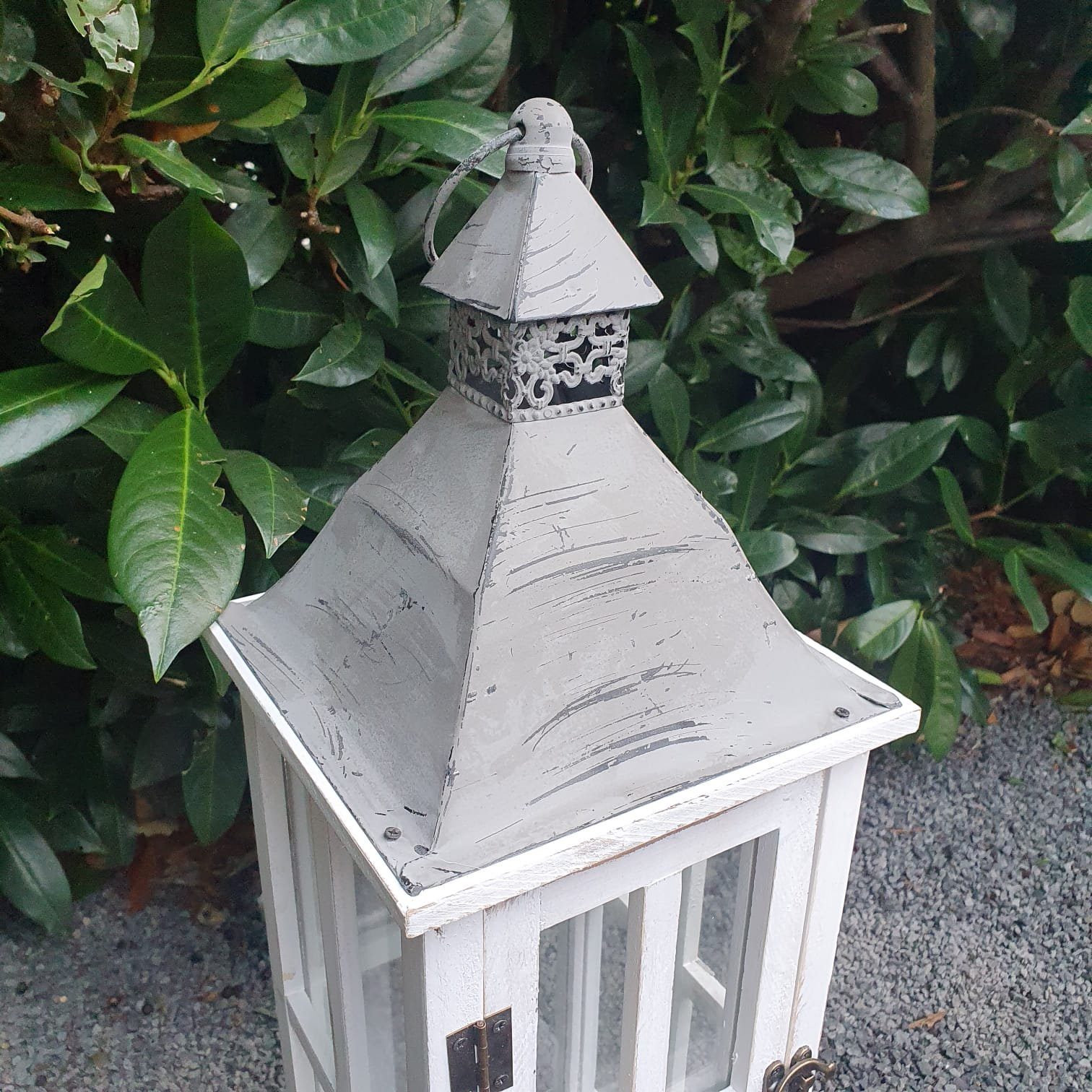 Aspinaworld Gartenfigur Holzlaterne Windlicht Laterne weiß günstig online kaufen