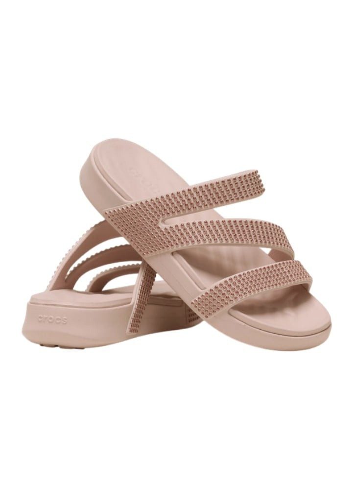 Crocs Sandale Getaway Gems Strappy Quartz hellbraun - Damen Badeschuh