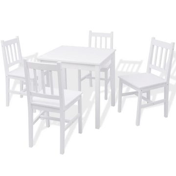 vidaXL Sitzgruppe Fünfteiliges Esstisch-Set Pinienholz Weiß