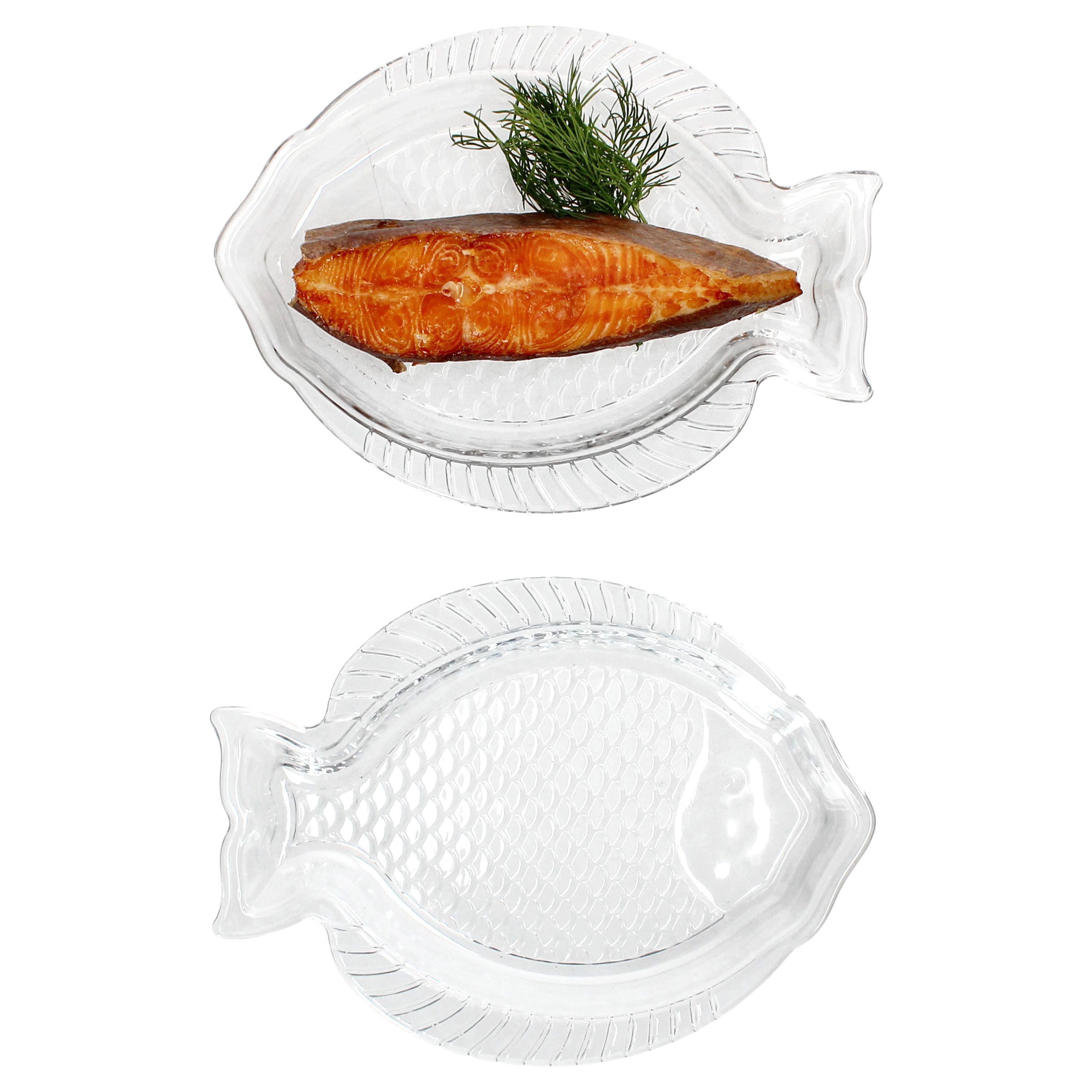 MamboCat Servierplatte 2x Fischplatte OSLO Gr. S 23x17cm Glas Fisch-Relief Servier-Teller, Glas