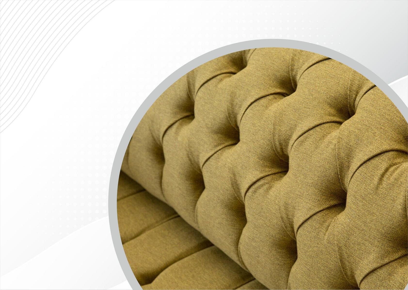 Europe Design, Dreisitzer Senf Made Chesterfield luxus Chesterfield-Sofa in modernes farbiger JVmoebel