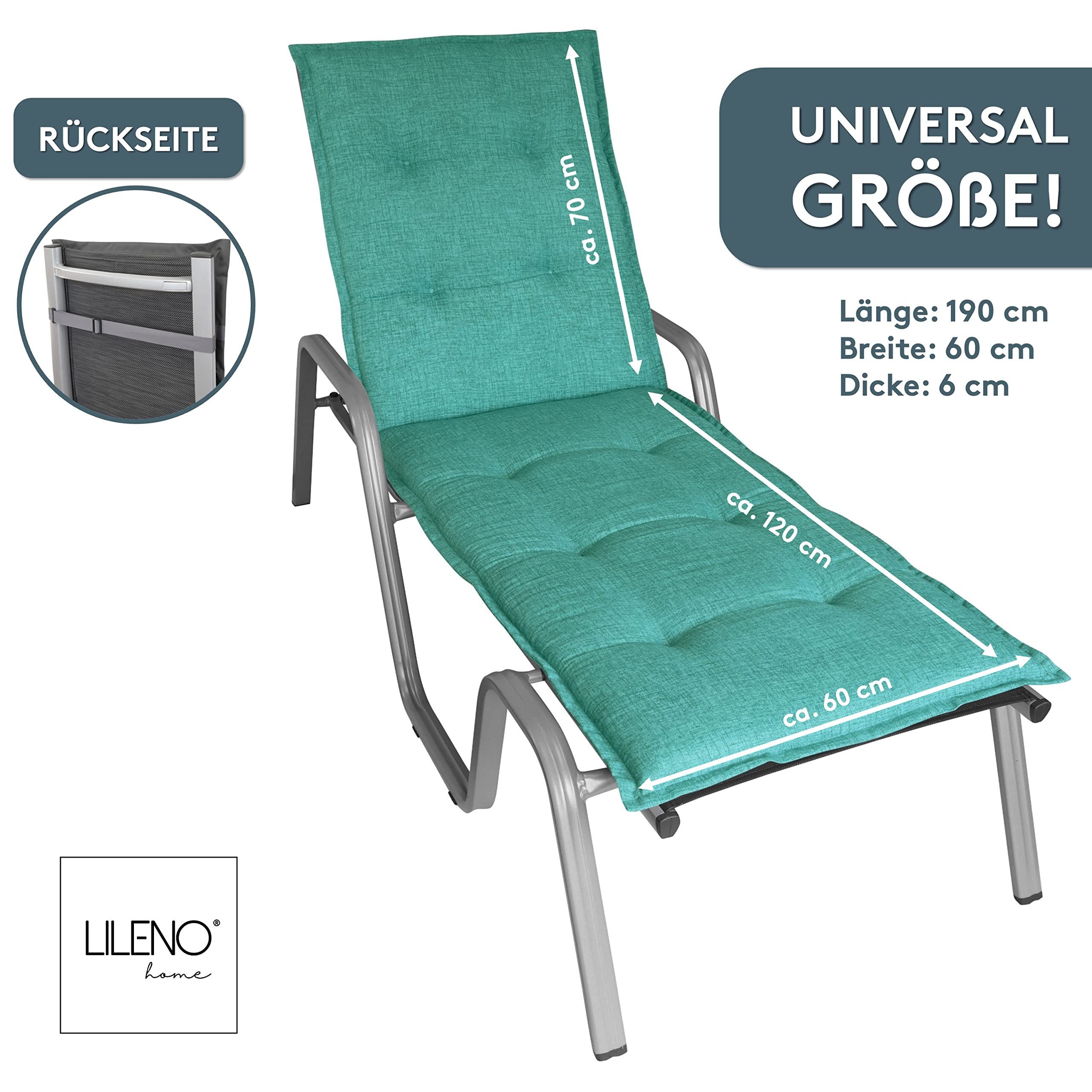LILENO HOME Liegenauflage perfekt für Strandliege, Sonnenliege Auflage, Gartenliege Auflage, (1er Set), Polster Auflage für Rollliegen Türkisgrün, Sitzpolster