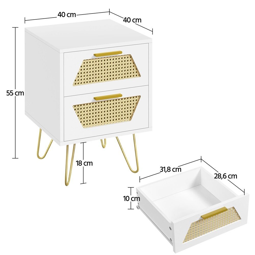 Yaheetech Nachttisch 40x40x55 cm (1-St), Rattan günstig online kaufen