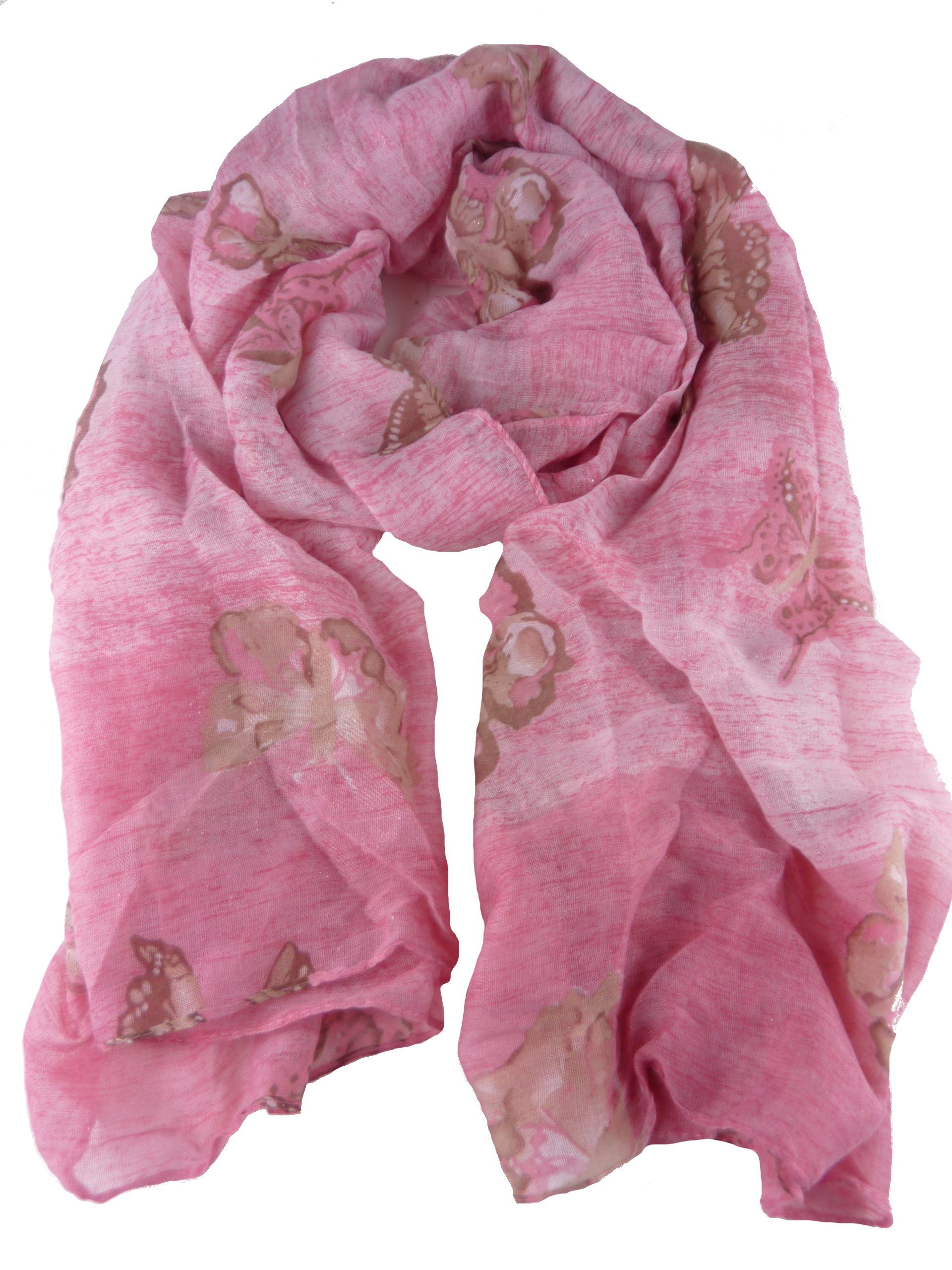 Halstuch Taschen4life Schal leichter pink Damen Schal Schmetterlinge, QF-19,