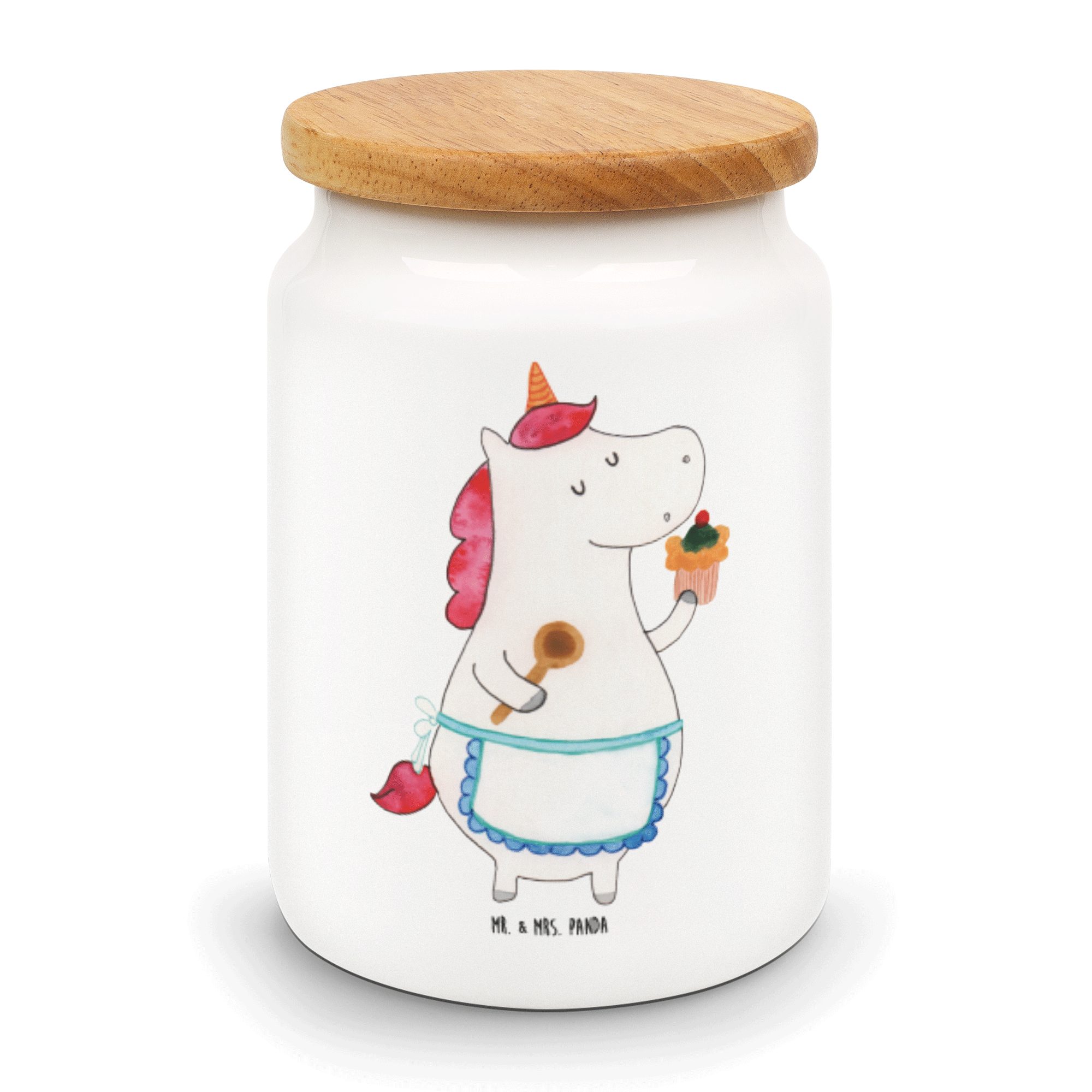 Mr. & Mrs. Panda Vorratsdose Einhorn Küchenfee - Weiß - Geschenk, Bäckerin, Vorratsbehälter, Einho, Keramik, (1-tlg)