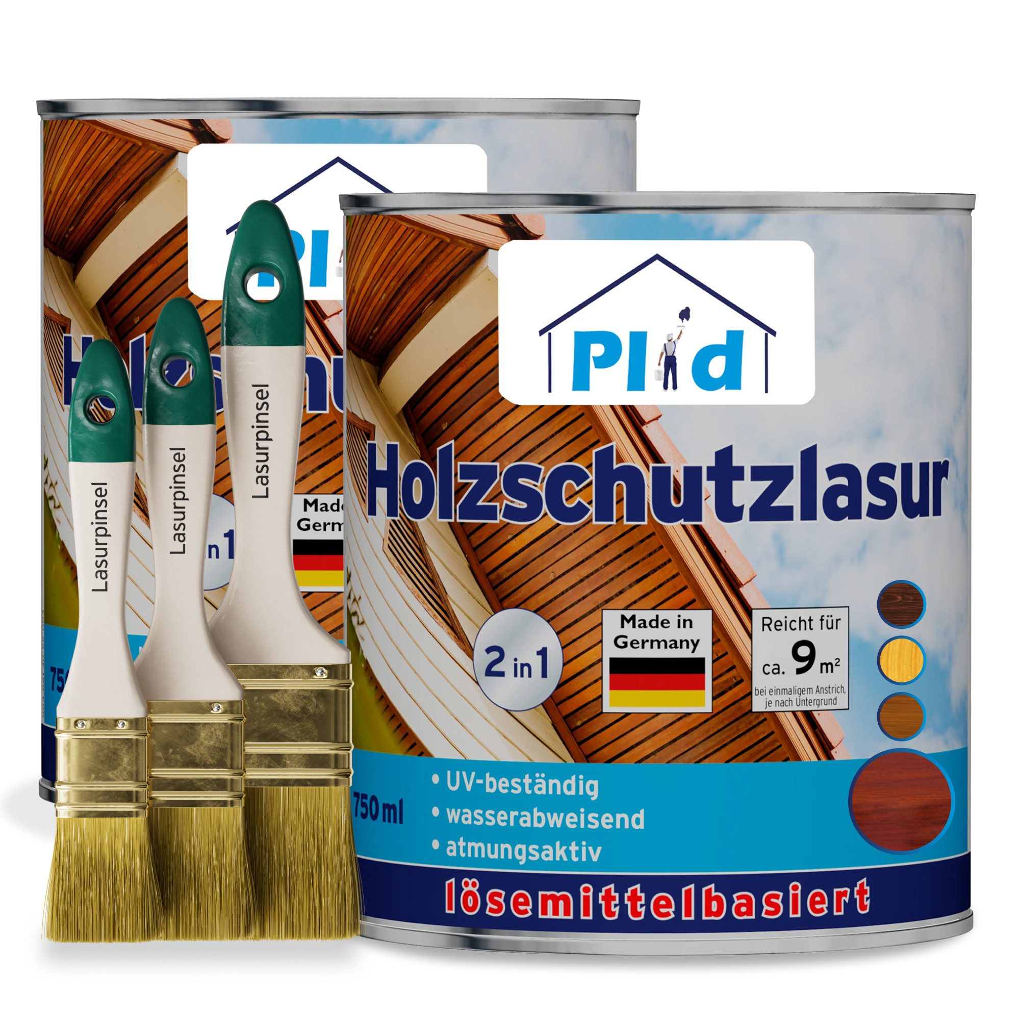 plid Holzschutzlasur Premium Holzschutzlasur Holzlasur Holzschutz Holzgrundierung Set, Schnelltrocknend