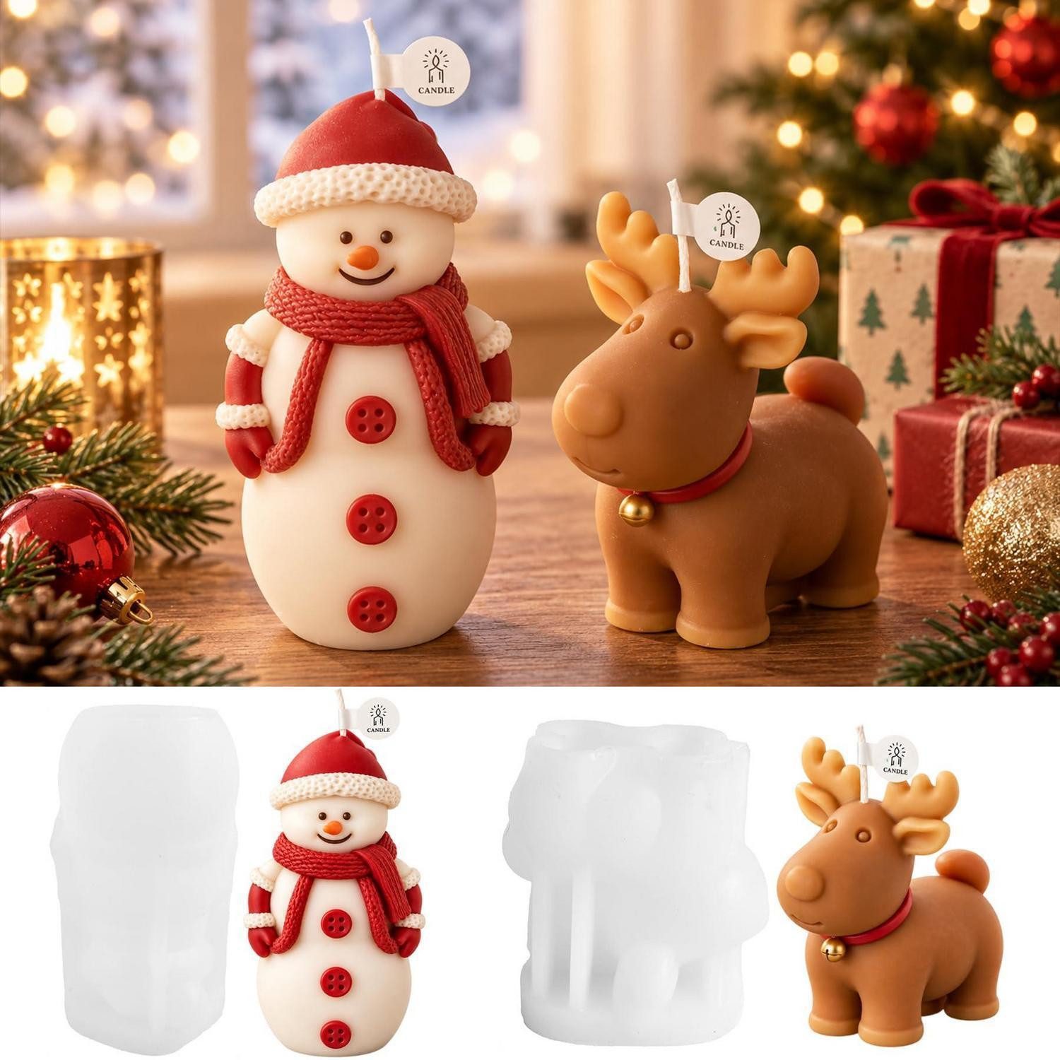 LuxusKollektion Schneemann Silikonform Schneemann & Elch Weihnachten (2 St)