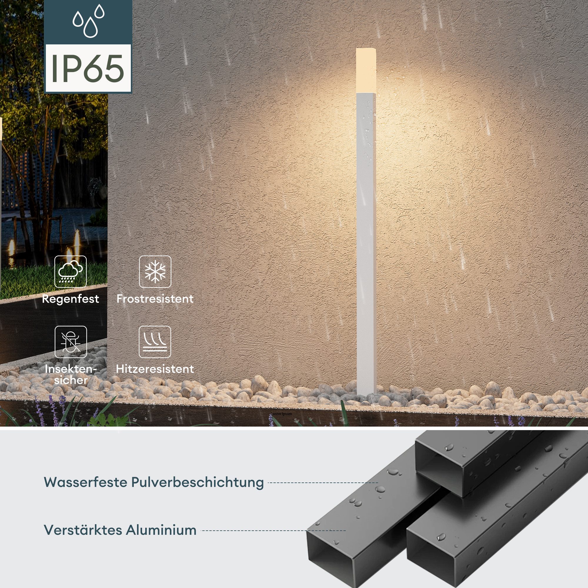 Mai & Mai LED Außen-Stehlampe LED Wegeleuchte 3000K IP65 Gartenlampe Standleuchte für Außen 3W – Bild 5 von 5
