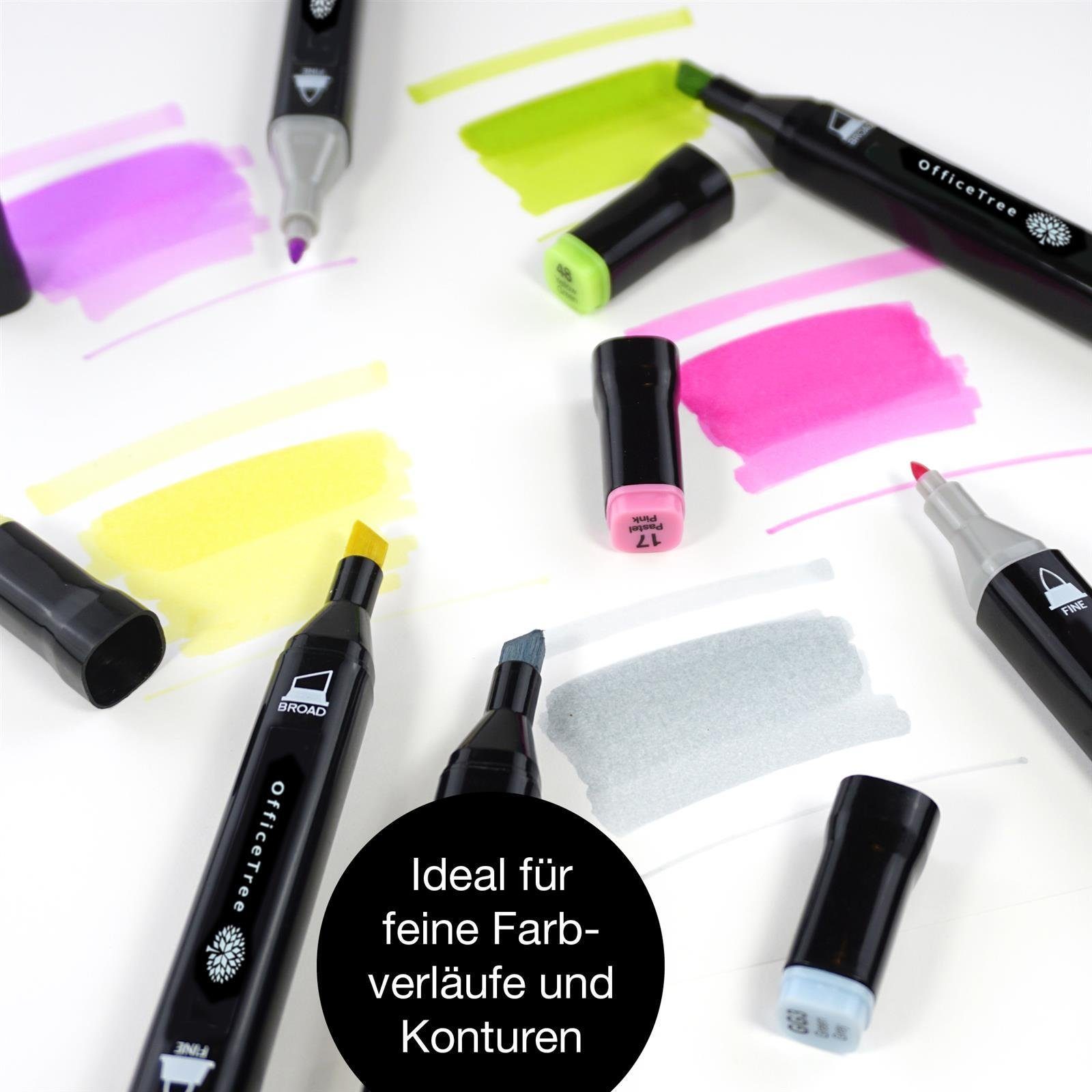 Twin Layouten (24er zum Set Twin Skizzieren 24er Farben, Duo-Fasermaler Set Marker Malen Marker Stifte Weiche Twin OfficeTree Marker), Marker Illustrieren Zeichnen