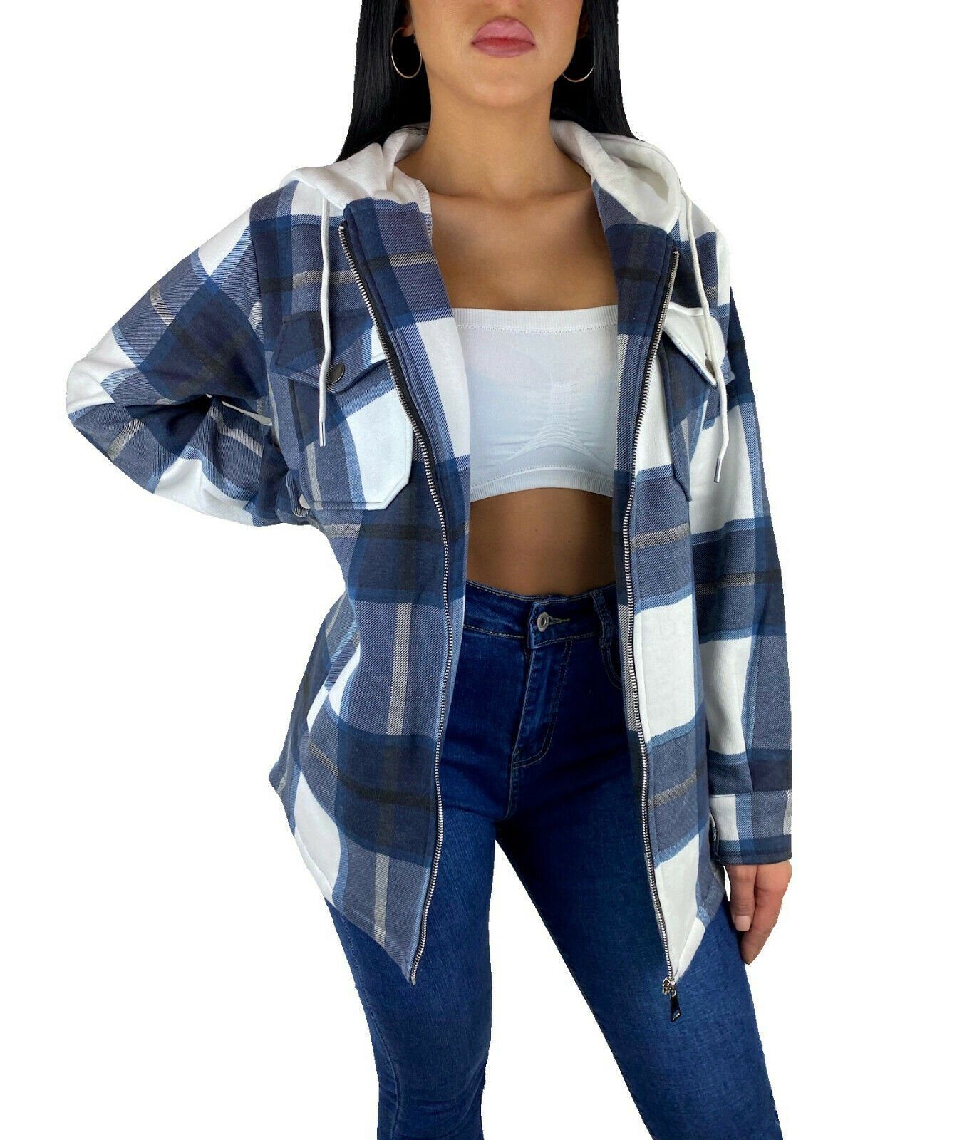 Flanellhemd Worldclassca DAMEN HEMDJACKE KARIERT MIT KAPUZE HOLZFÄLLERHEMD