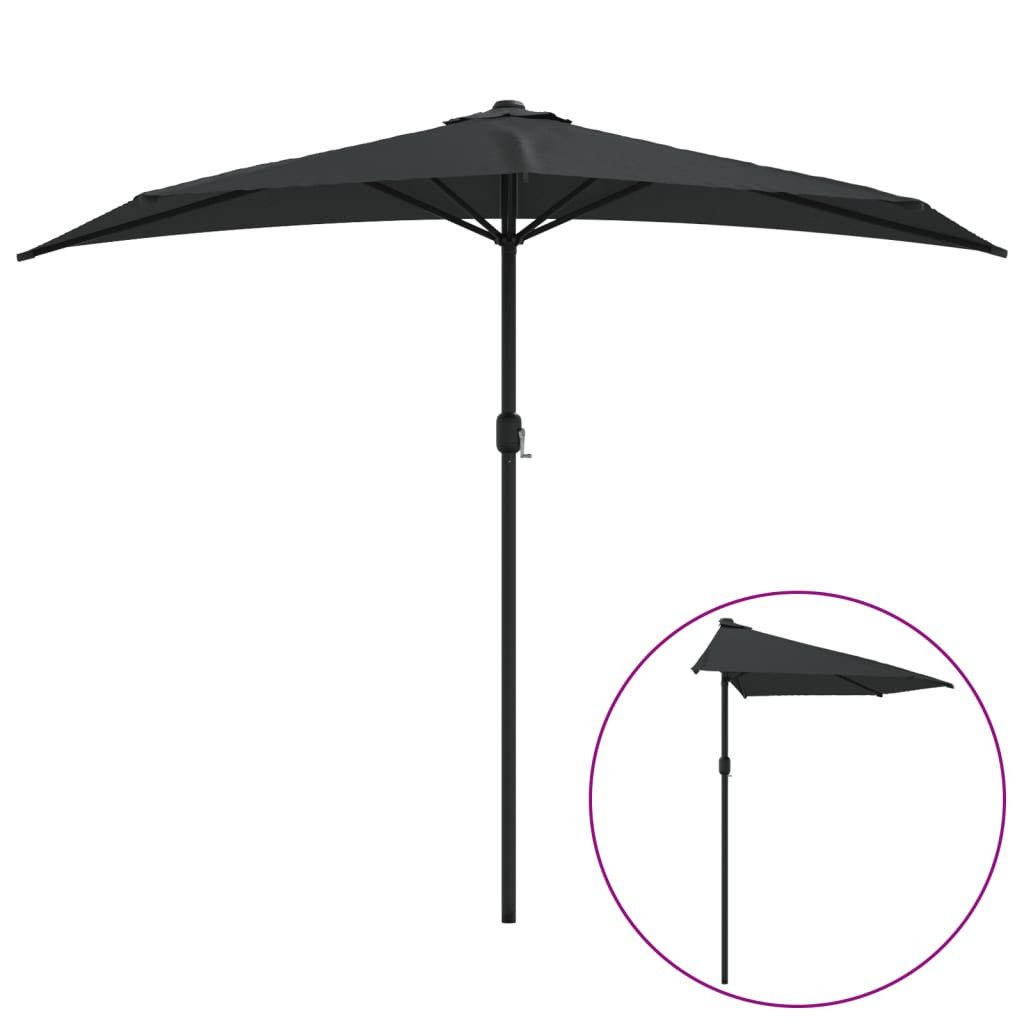 Thumbnail - vidaXL Ampelschirm, Balkon-Sonnenschirm Alu-Mast Schwarz 270x144x222cm Halbrund