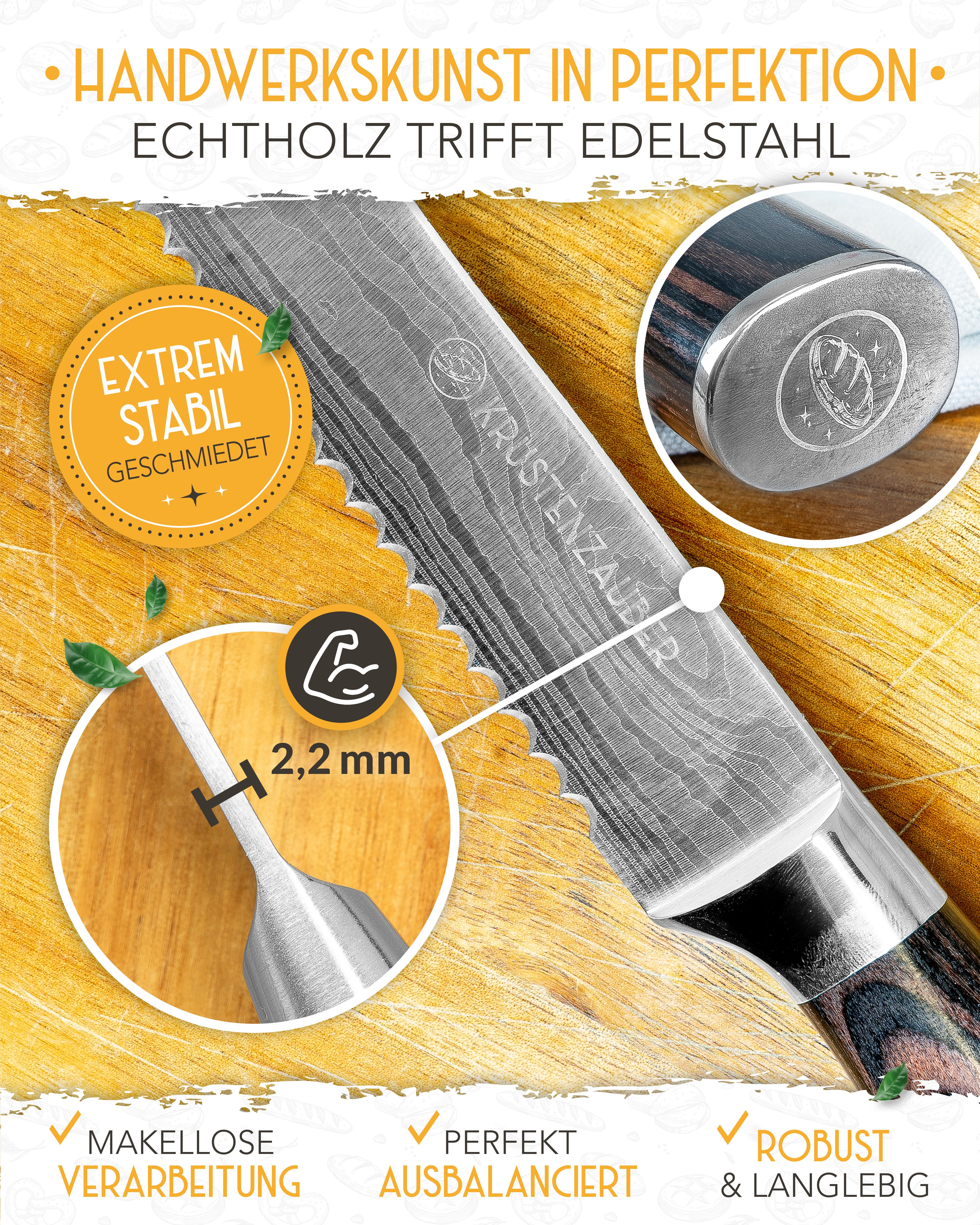 Krustenzauber Brotmesser Brotmesser mit Wellenschnitt aus Edelstahl - 20 & 26cm Küchenmesser – Bild 5 von 5