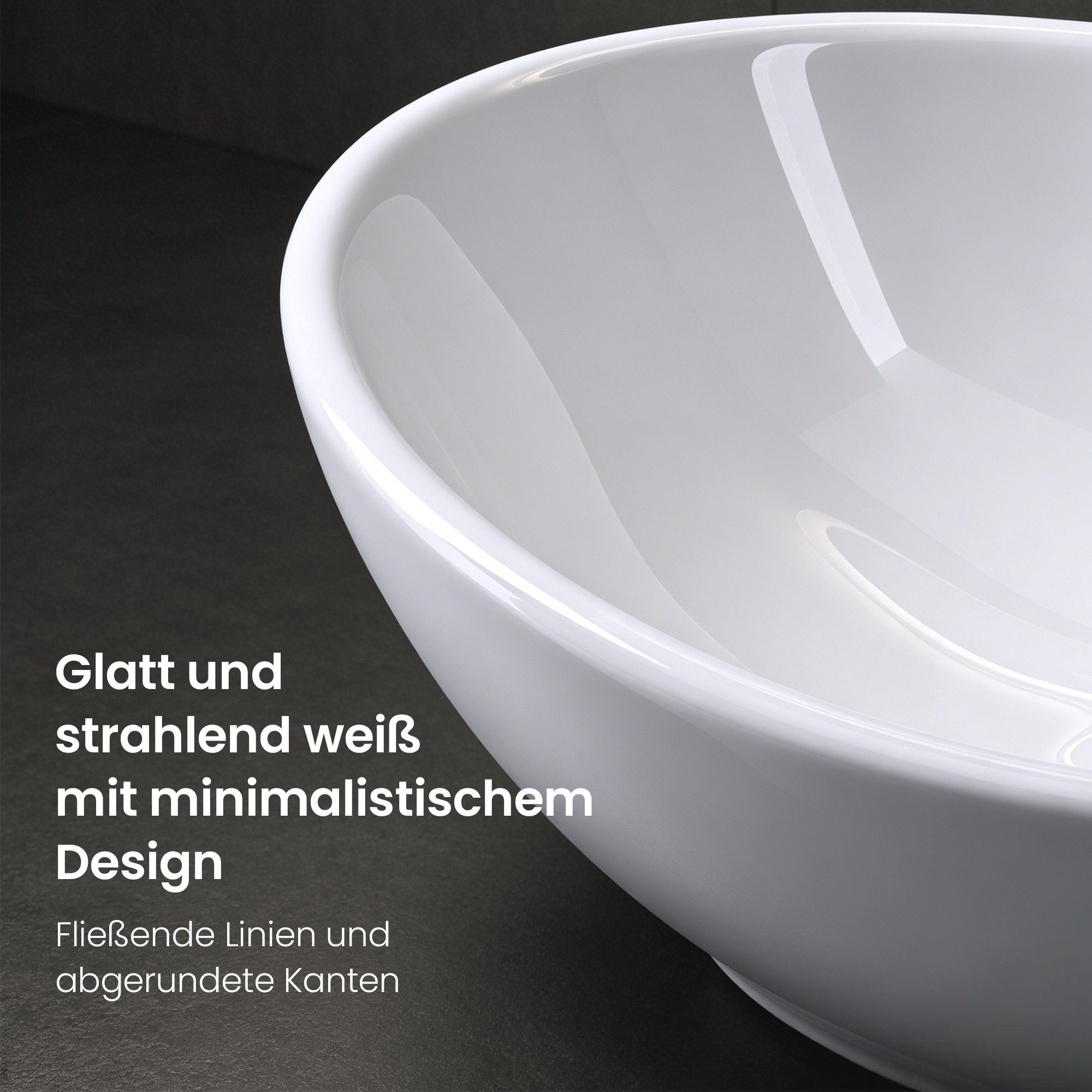 Mai & Mai Aufsatzwaschbecken Waschbecken Waschschale aus Keramik mit Nano-Versiegelung Oval Br205, pflegeleichte Oberfläche, hochwertige Keramik, ovale Form