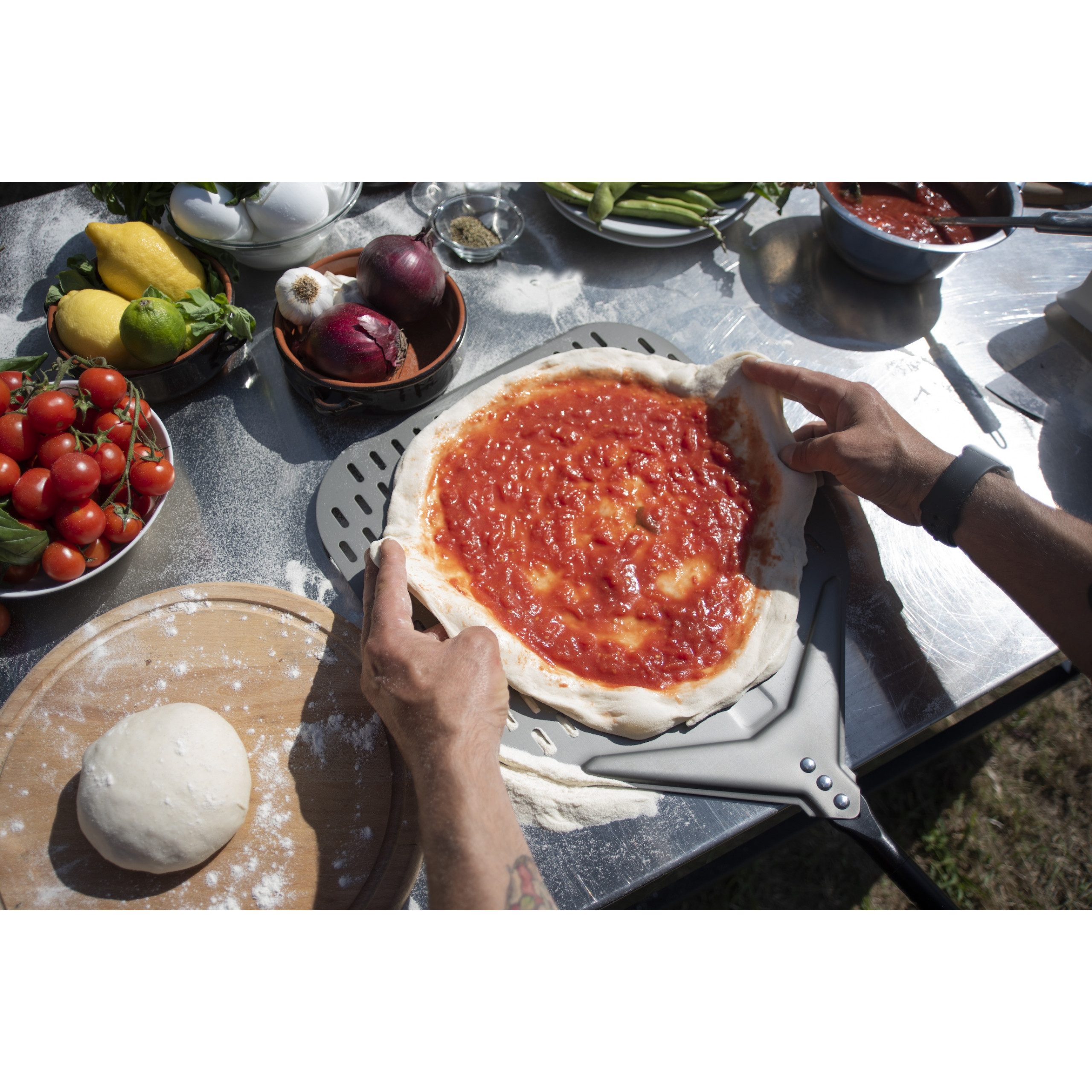 Alfa Forni Pizzaofen Alfa Forni Pizza Schaufel Gross 35 cm / 145 cm perforiert aus