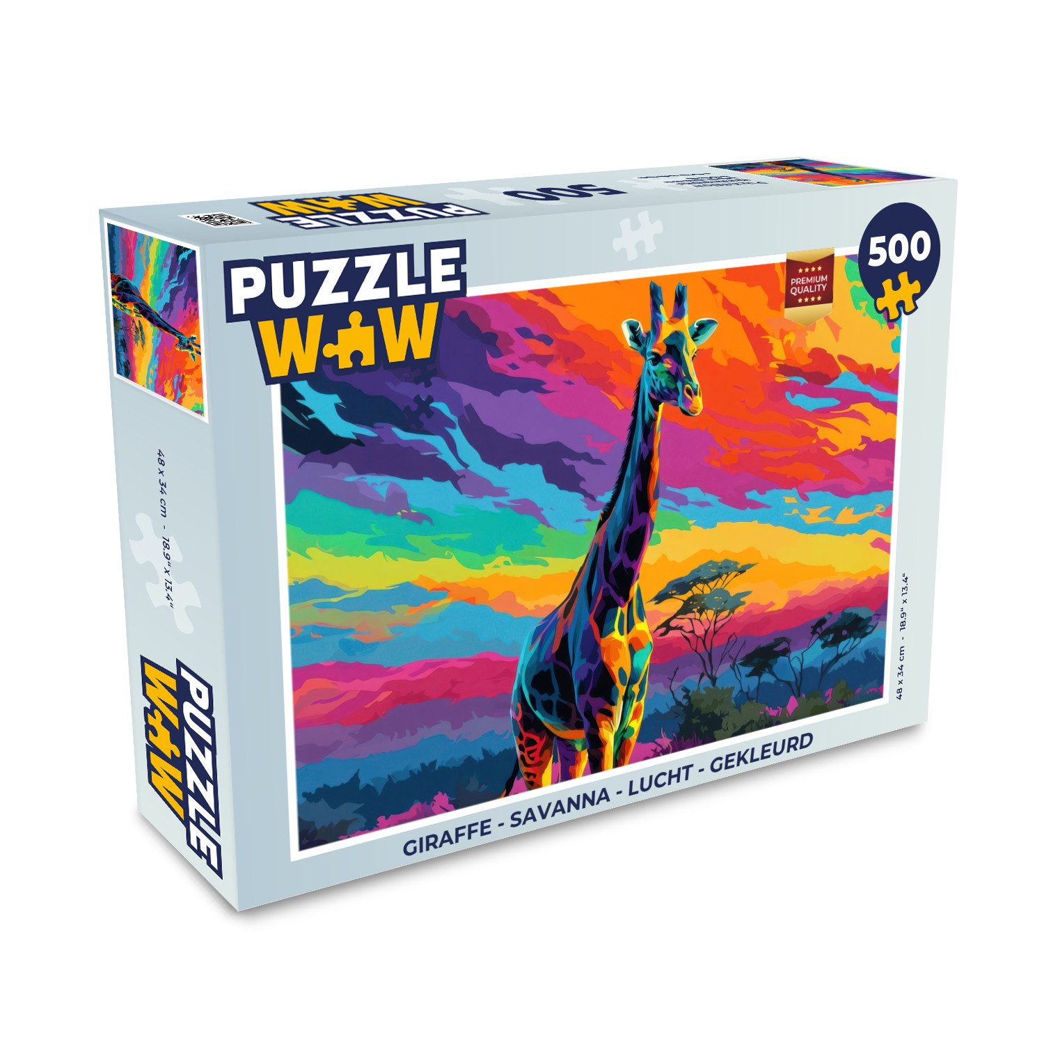 MuchoWow Puzzle Giraffe - Savanne - Luft - farbig, 500 Puzzleteile, Foto-Puzzle, Bilderrätsel, Puzzlespiele, Spielzeug