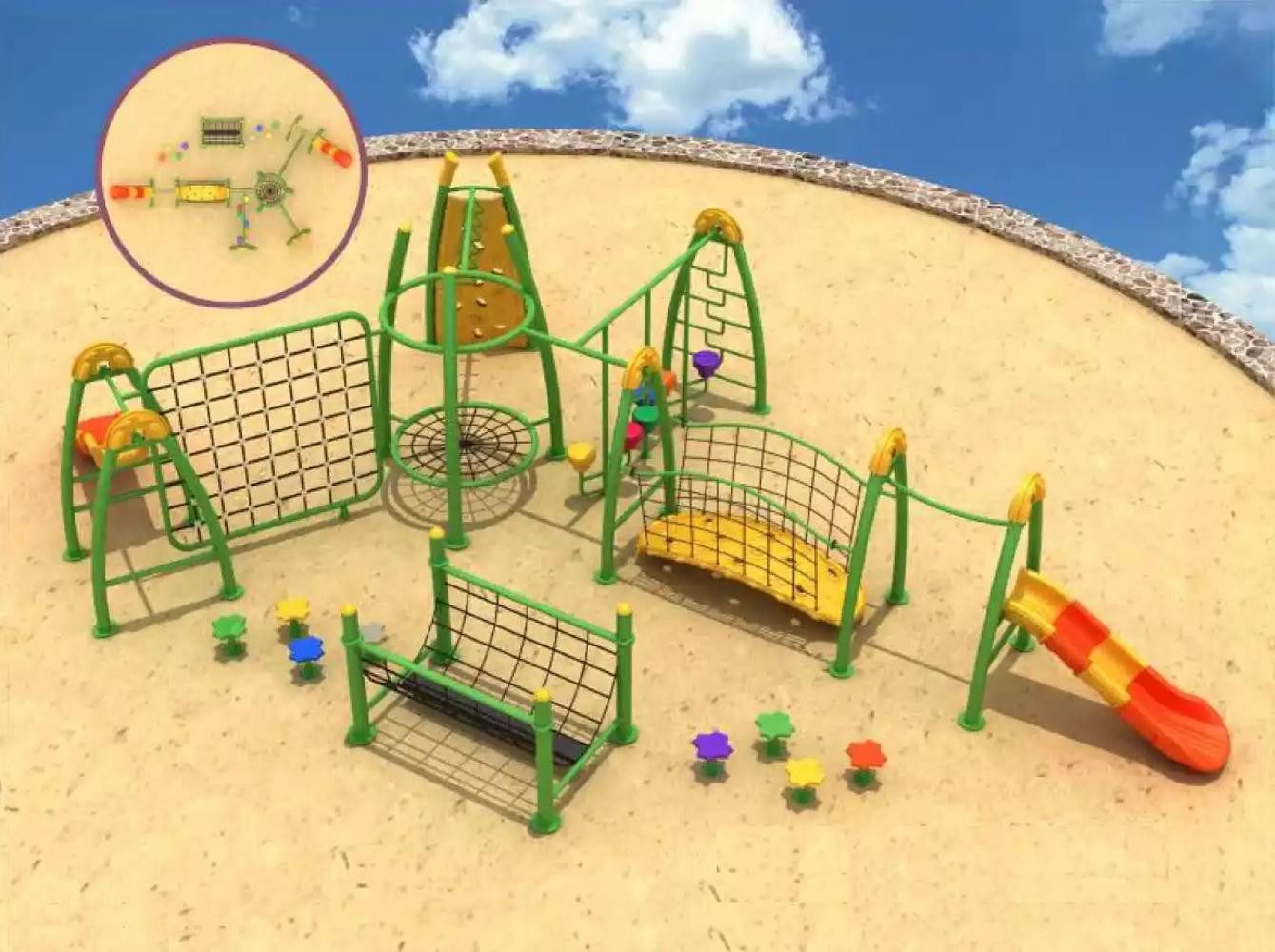 Xlmoebel Klettergerüst Buntes Spielgerät-Set für den Außenbereich mit Spielturm, Rutsche und, (Spielplatz), Hergestellt in Europa