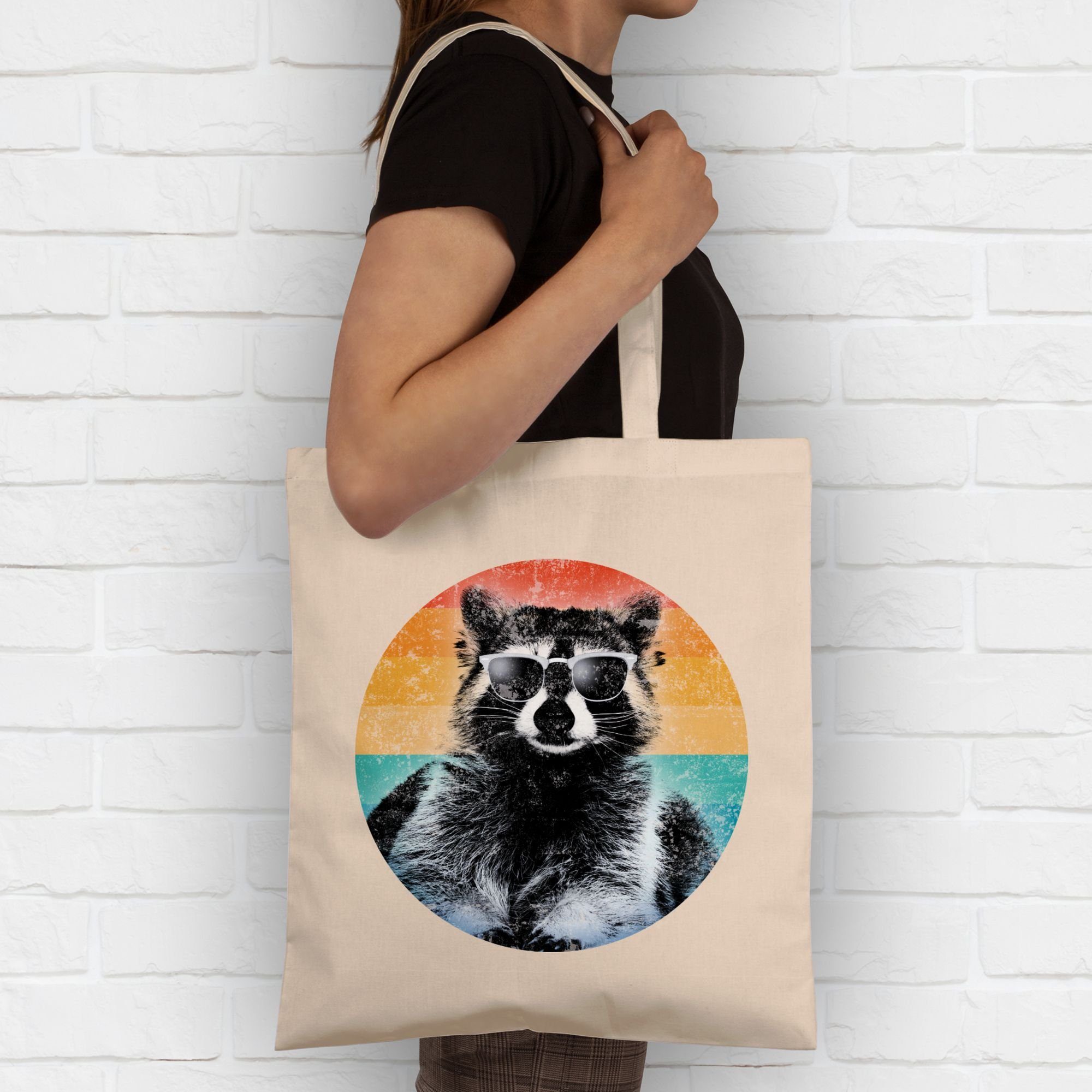Shirtracer Umhängetasche Cooler Waschbär Raccoon, Vintage Retro