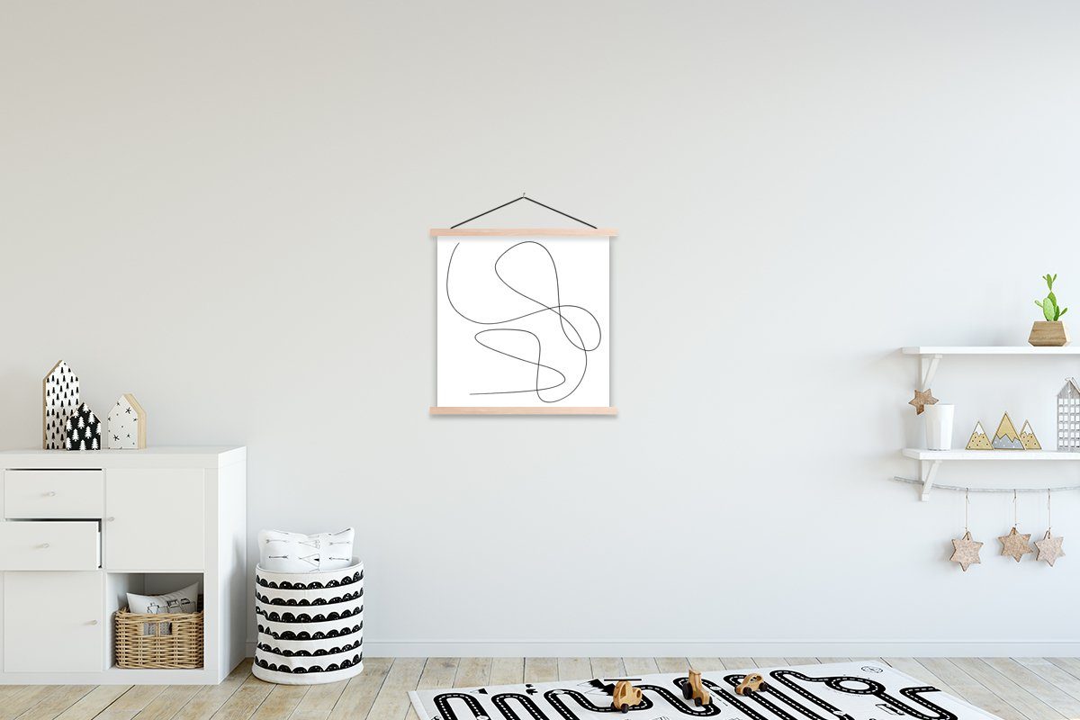 MuchoWow Poster Linienkunst Wohnzimmer, (1 St), Magnetisch - für Textilposter Abstrakt, - Bilderleiste, Posterleiste, Minimalismus