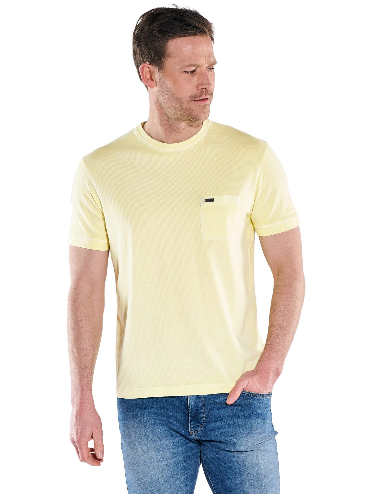 Engbers T-Shirt Herren Rundhals T-Shirt mit Brusttasche, Gelb