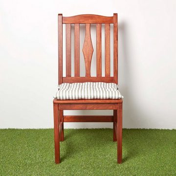 Homescapes Stuhlkissen Sitzkissen mit Streifen, 100% Baumwolle, grau, 40 x 40 cm