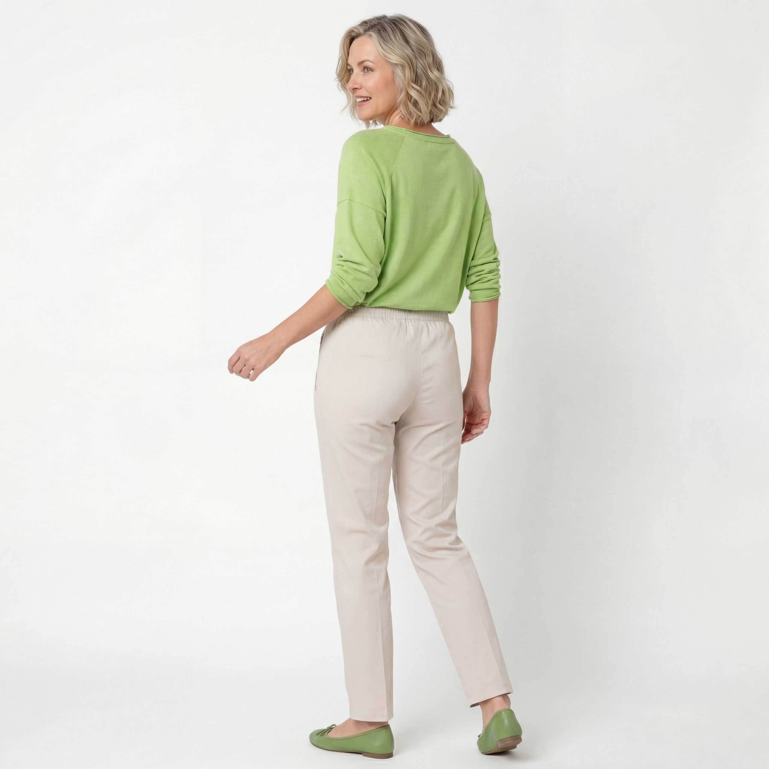 Aurela Damenmode Straight-Jeans Stretch Jeans Damen Schlupfhose Kurzgröße Jeanshose Denim mit Gummizug, Größe 36 bis 54