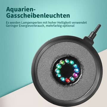 yozhiqu LED Aquariumleuchte Aquarium-Luftschleier-Blasensteinschale mit 12 bunten LEDs, Aquarium-LED-wasserdichtes Licht, rundes Tauchlicht