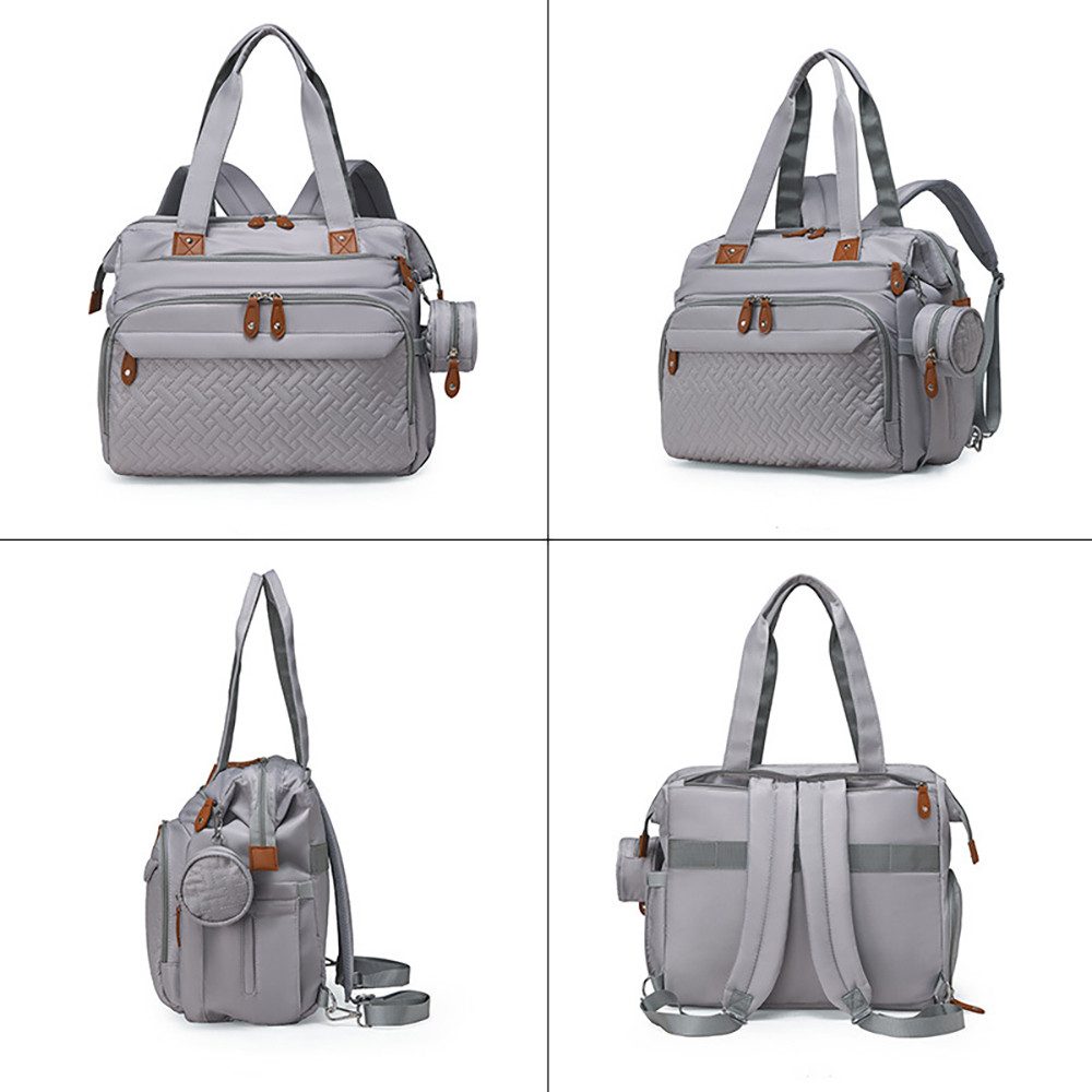 Luckice Wickeltasche Wickelrucksack,Multifunktionale Wickeltasche-Rucksack für unterwegs (Große Reise-Wickeltasche mit Isoliertasche und tragbarem Wickelpad für Mama und Papa – Grau)