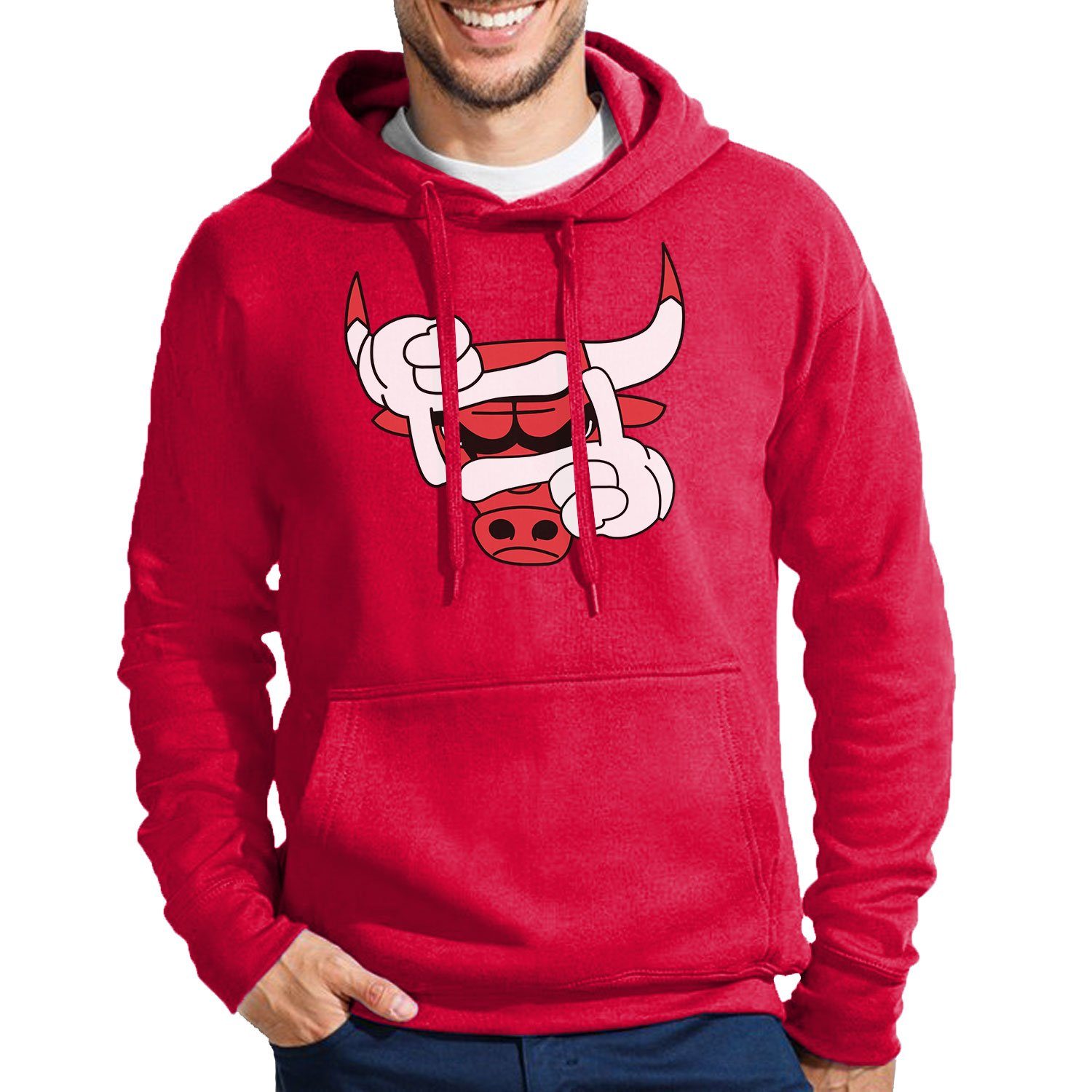 Blondie & Brownie Hoodie Herren Bulls Eye Auge Stier Sport Bullen Pullover Mit Kapuze