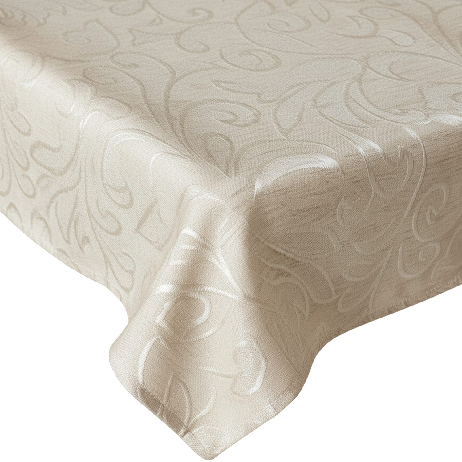 NYVI Tischdecke Tischdecke Elegance Leinenoptik Ecru Ornamente für festliche Anlässe (1-tlg), Auch als Tischläufer, Platzdeckchen – Perfekt für Weihnachten