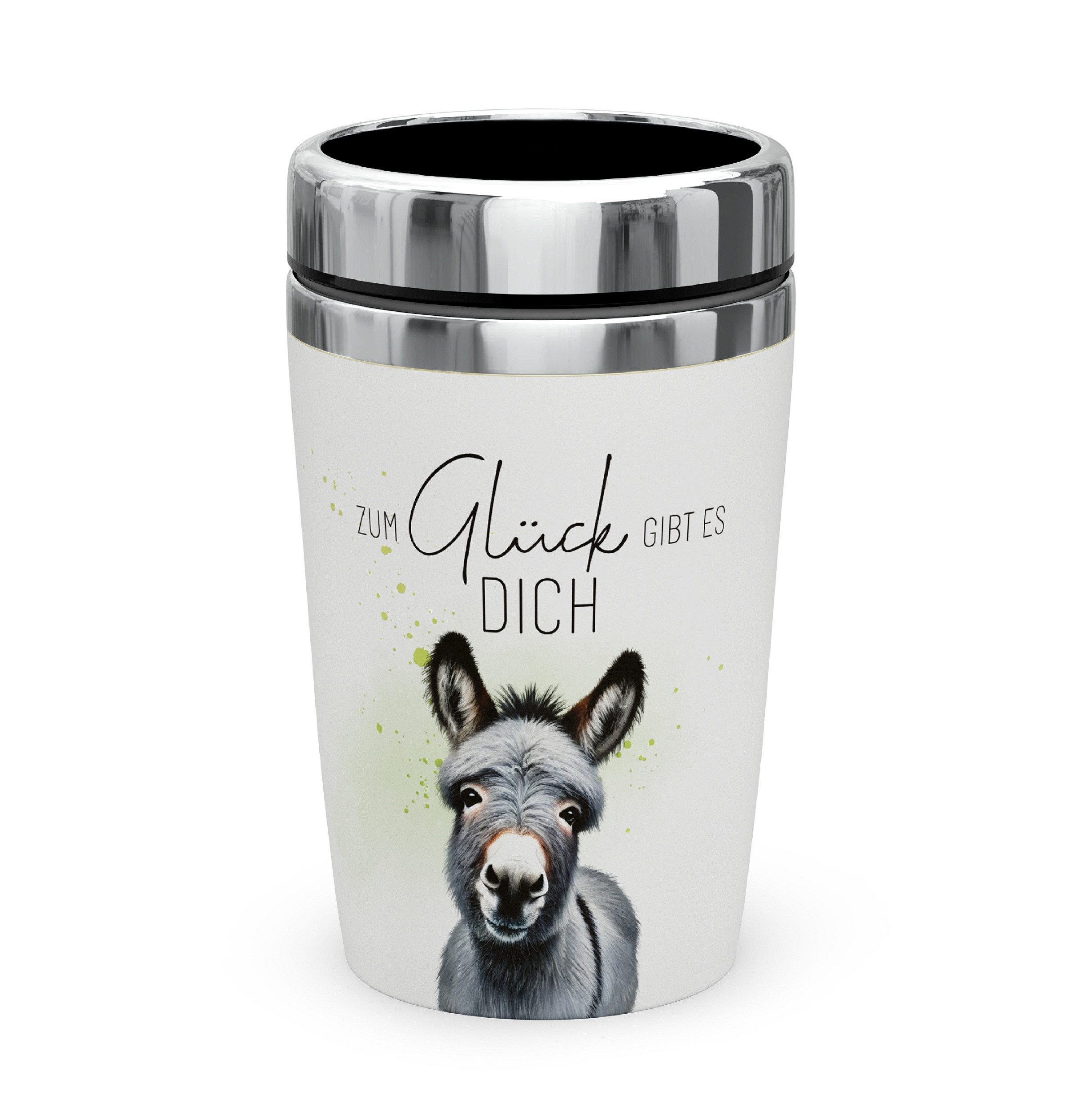 La Vida Thermobecher Thermobecher Isolierbecher Kaffeebecher To Go 240ml la vida Esel, Material: Edelstahl, Kunststoff