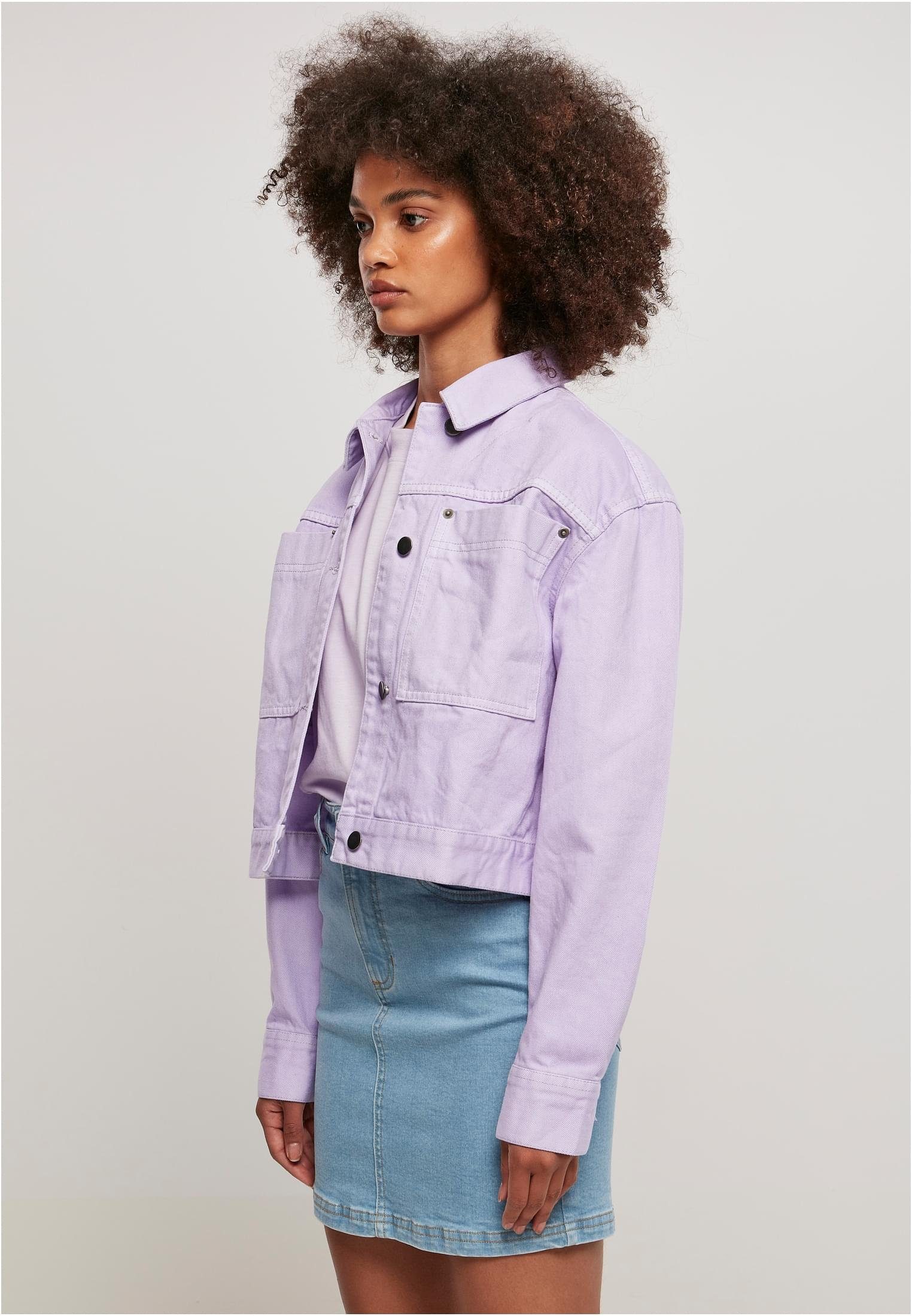 URBAN CLASSICS Jacket (1-St) Short Damen Outdoorjacke lilac Worker Boxy Ladies