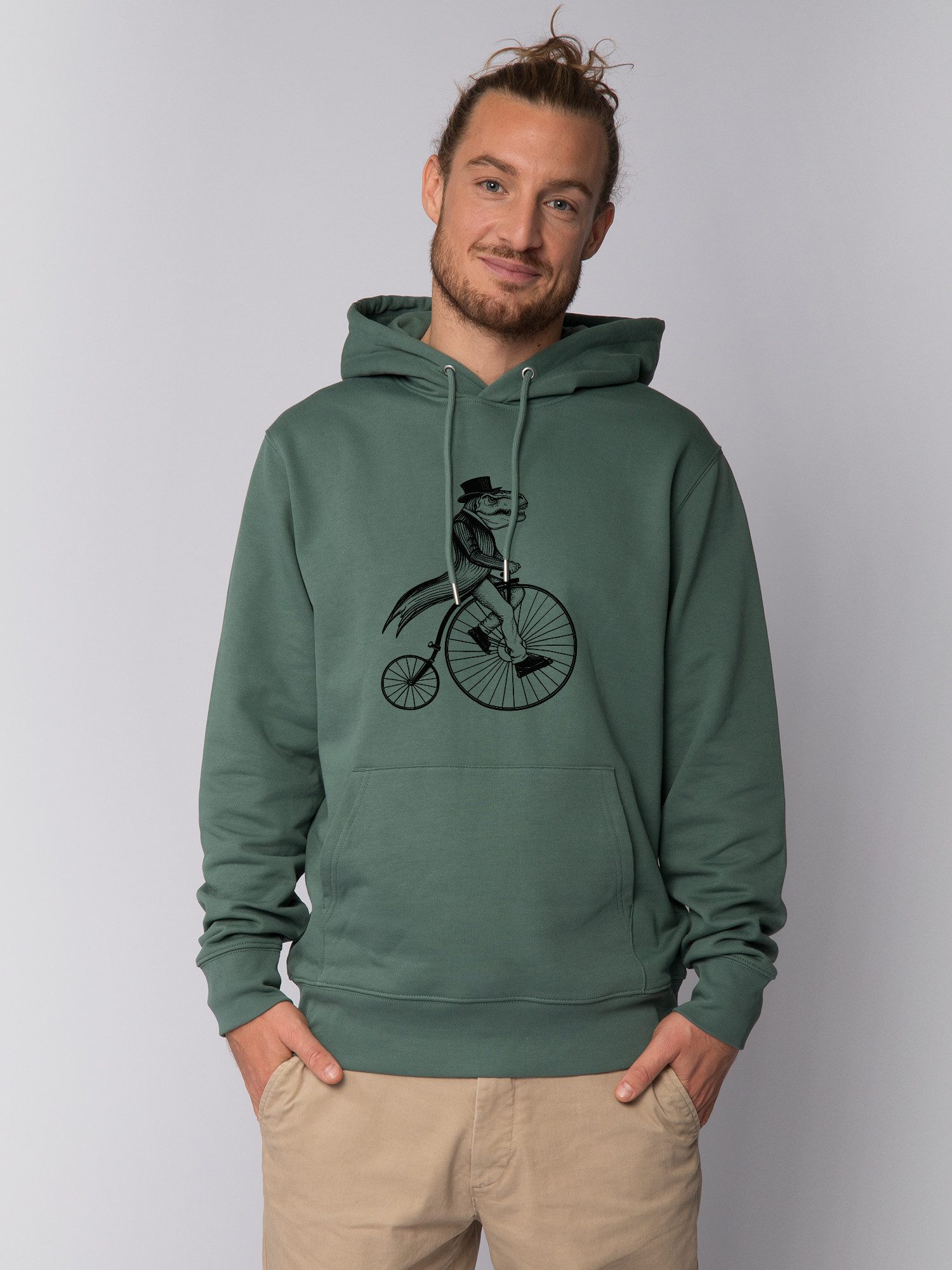 wat? Apparel Hoodie T-Rex auf Fahrrad